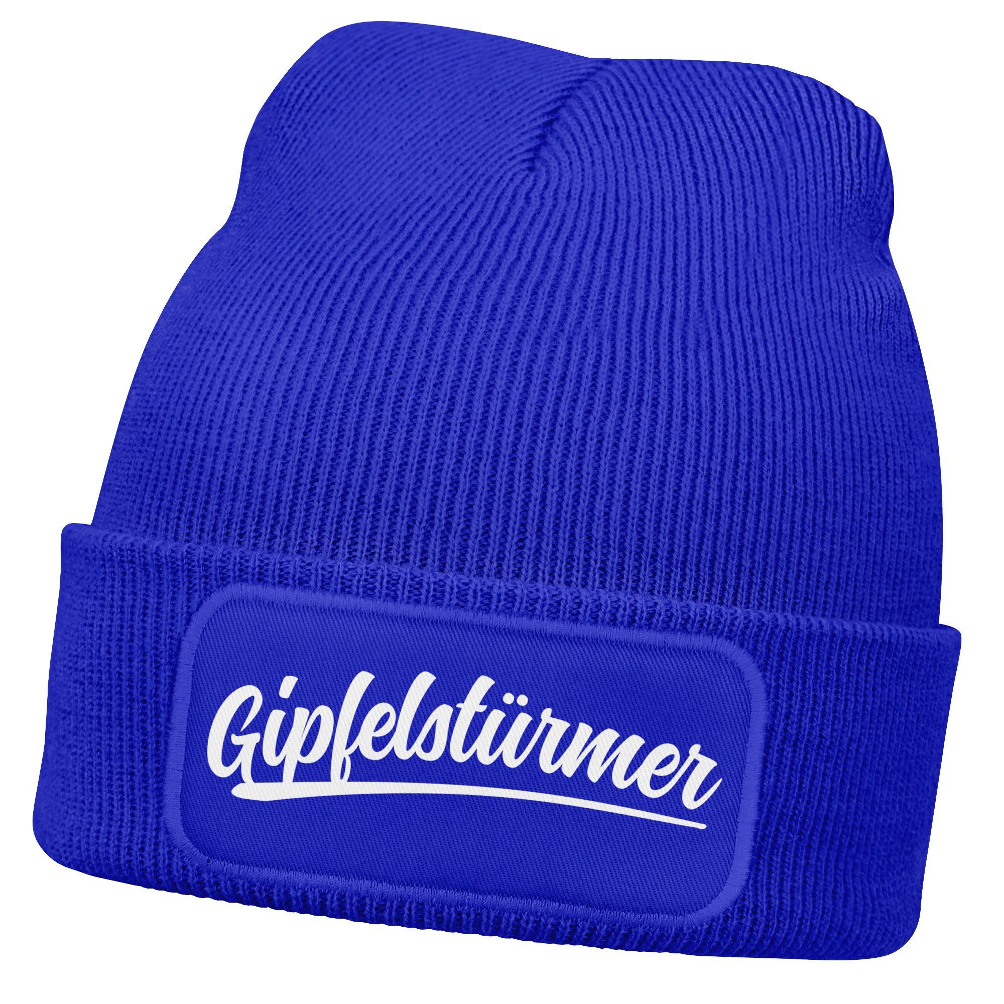 Strickmütze Herren Beanie mit Patch Strickmütze mit Spruch Wandern Skifahren