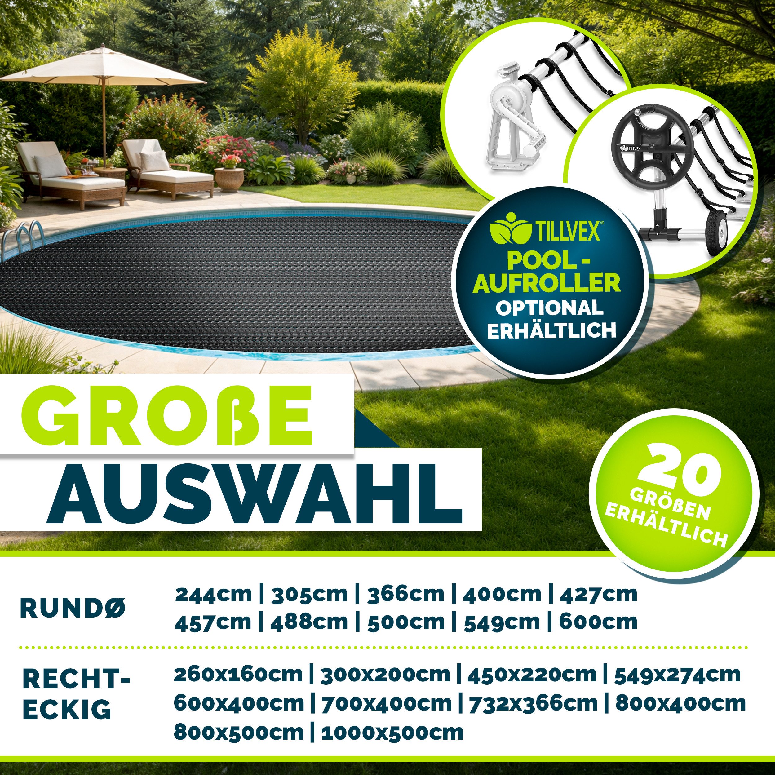 tillvex Pool-Abdeckplane tillvex Solar-Poolfolie 400µ (Packung)