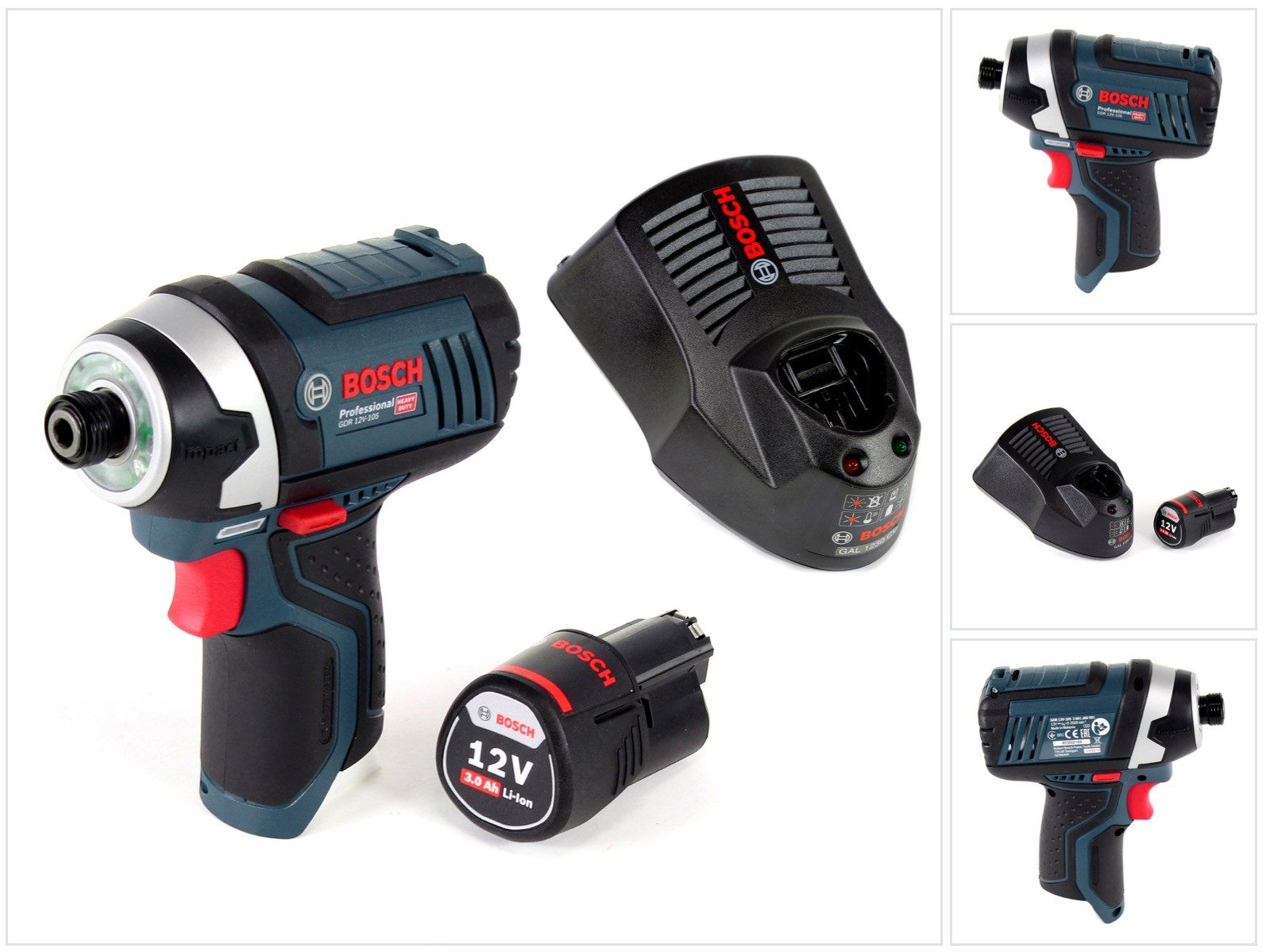 Bosch Professional Akku-Schlagschrauber GDR 12V-105 Akku Drehschlagschrauber 12V 105Nm 1/4" + 1x 3,0 Ah Akku
