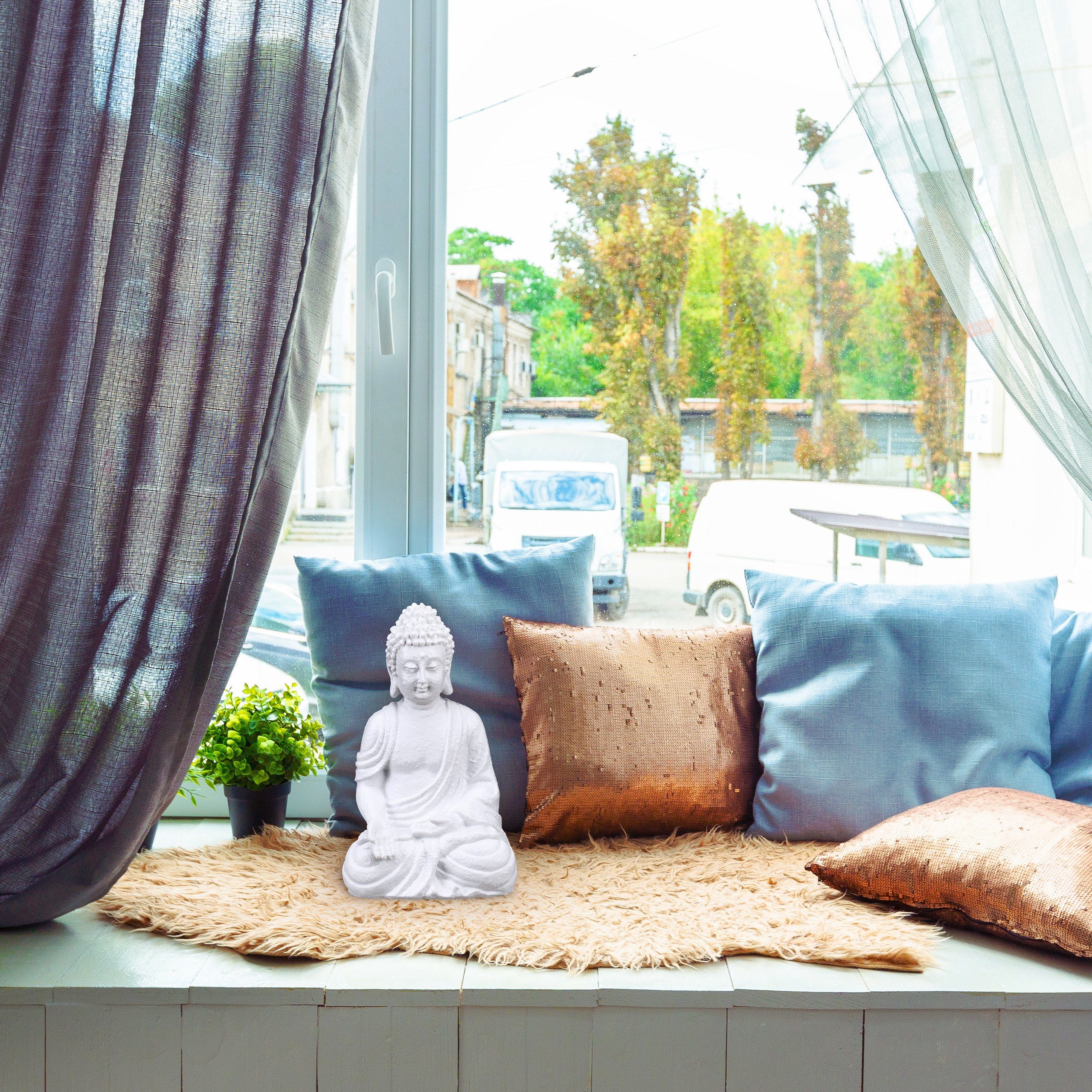 relaxdays Buddhafigur Weiße Buddha Figur 17,5 günstig online kaufen