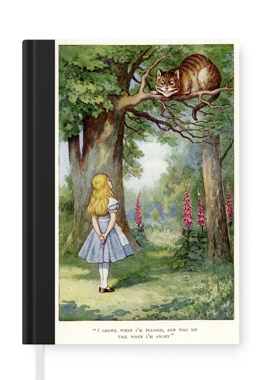 MuchoWow Notizbuch Vintage-Illustration Alice und die Kohlekatze, Journal, Merkzettel, Tagebuch, Notizheft, A5, 98 Seiten, Haushaltsbuch