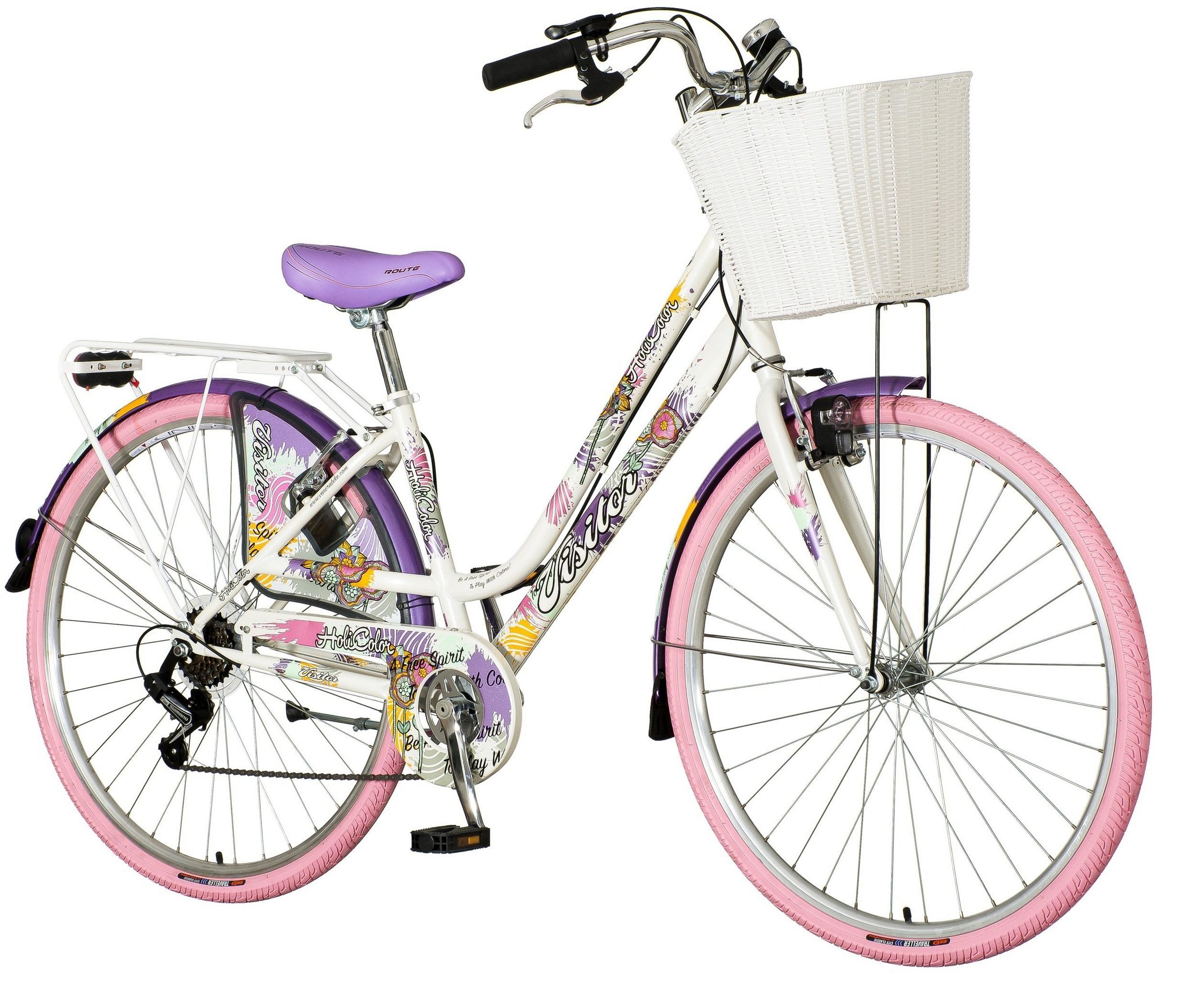 breluxx Cityrad »28 Zoll Damenfahrrad Venera Fashion Holi Color Citybike  mit Korb + Licht Retro Bike«, 6 Gang Shimano Tourney Schaltwerk,  Kettenschaltung online kaufen | OTTO