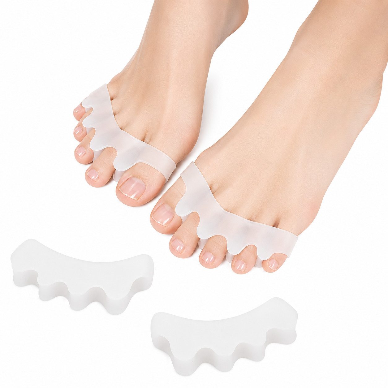 COOL-i ® Zehenkorrektor Zehenkorrektor – 2 Stk. weiche, BPA-freie Silikon-Zehentrenner, wiederverwendbar bei Hallux, Hammerzehen & überlappenden Zehen, Unisex
