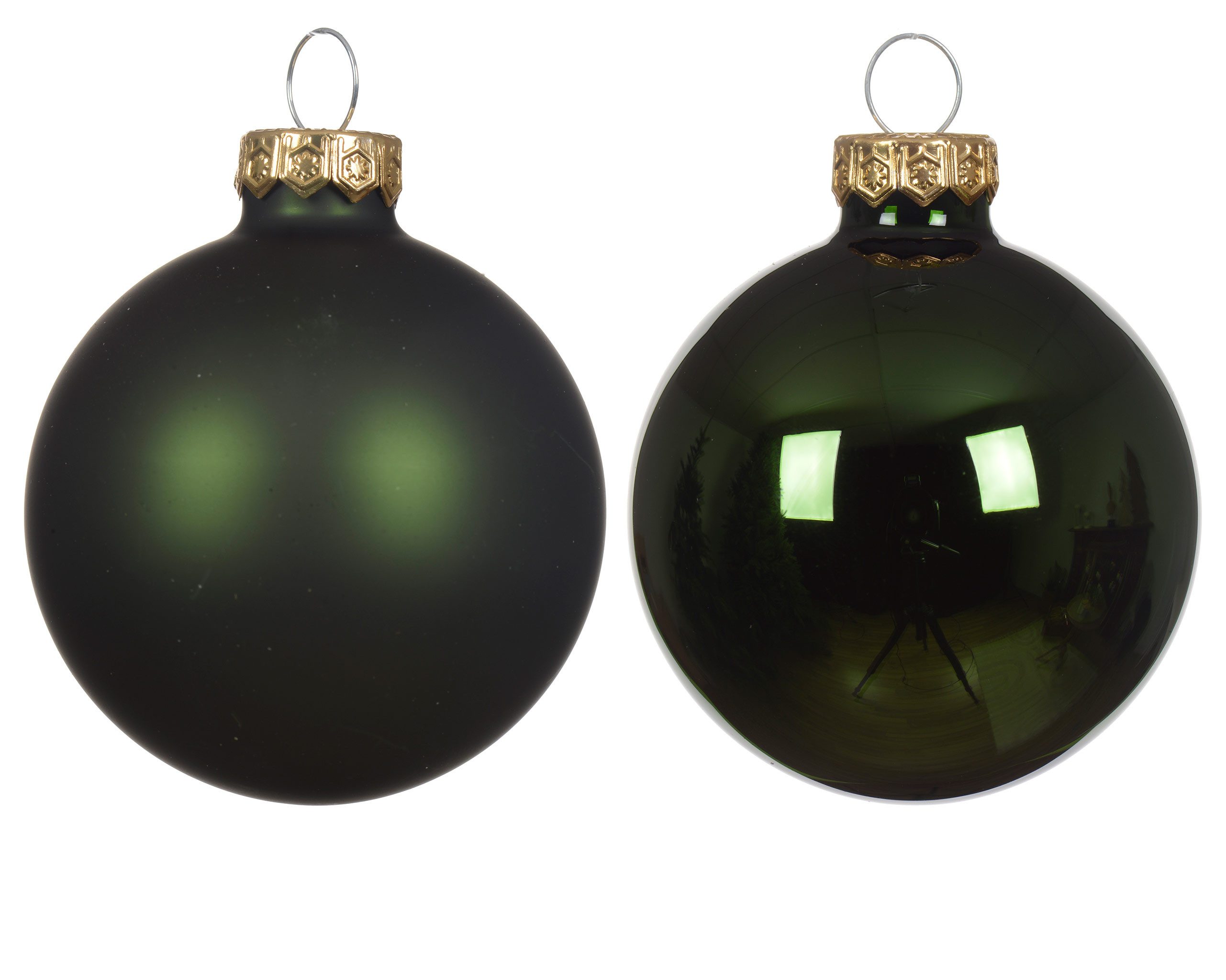 Kaemingk Weihnachtsbaumkugel, Weihnachtskugeln Glas 6cm x 10 Stück - Piniengrün
