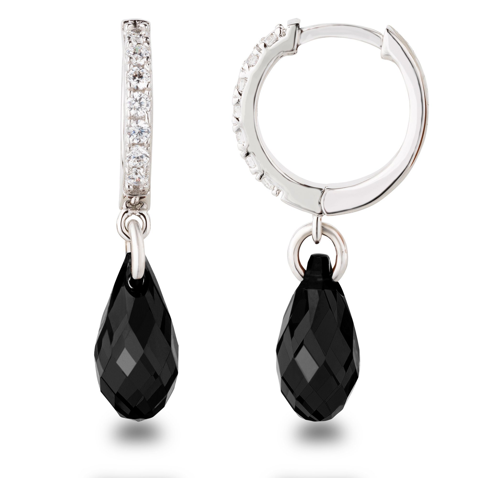 Schöner-SD Paar Ohrhänger Creolen mit Zirkonia und Tropfen Kristall klein 1 günstig online kaufen