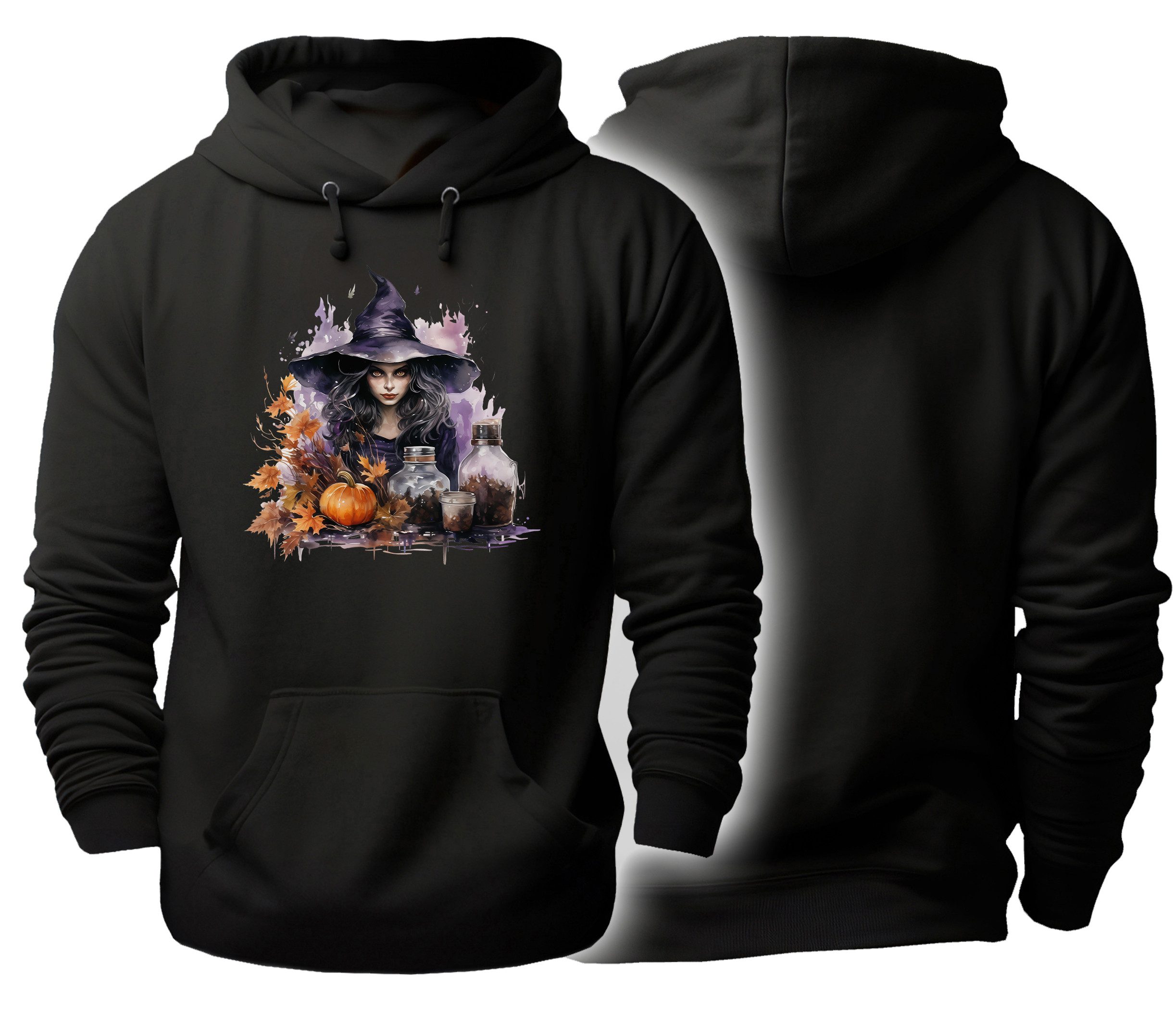 MyDesign24 Hoodie Halloween Kapuzen Pulli - Hexe Herren und Damen Kapuzensweater - Halloween Hoodie i451