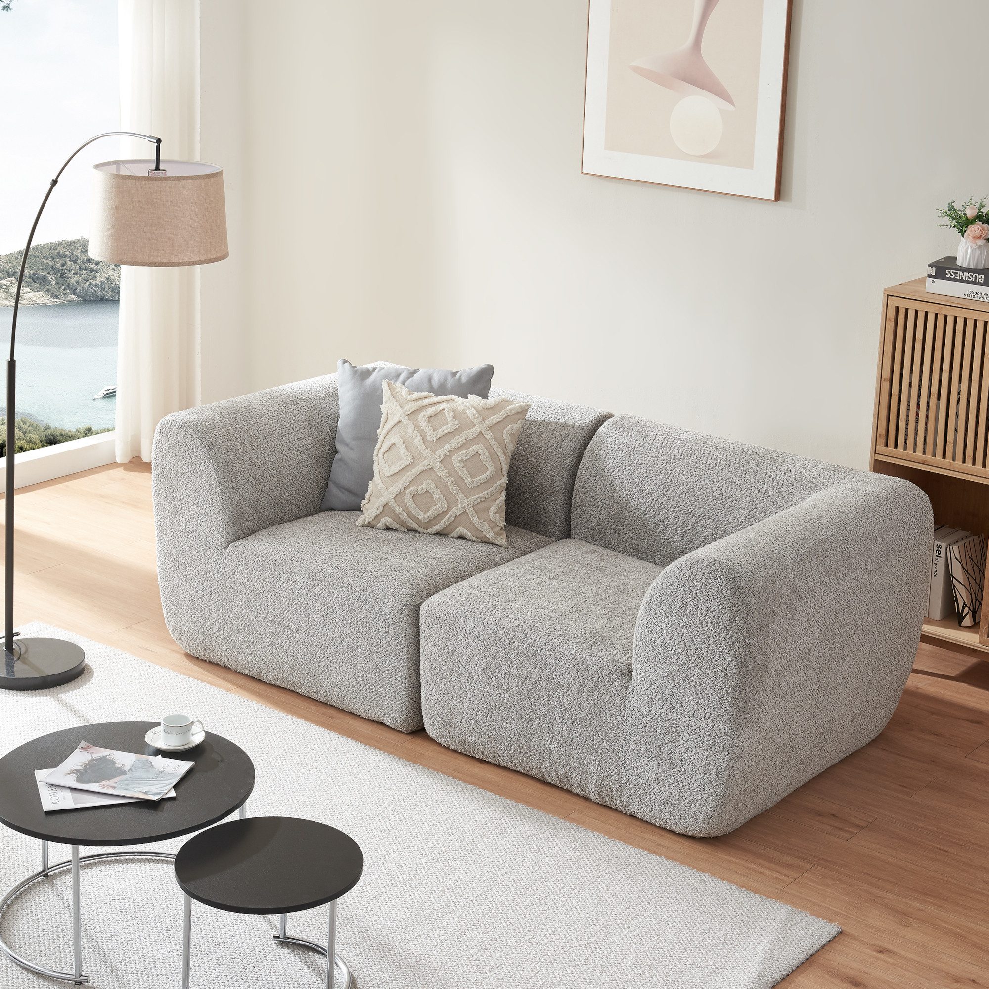 en.casa Sofa, 2-Sitzer »Hurvas« Bouclé 76 günstig online kaufen