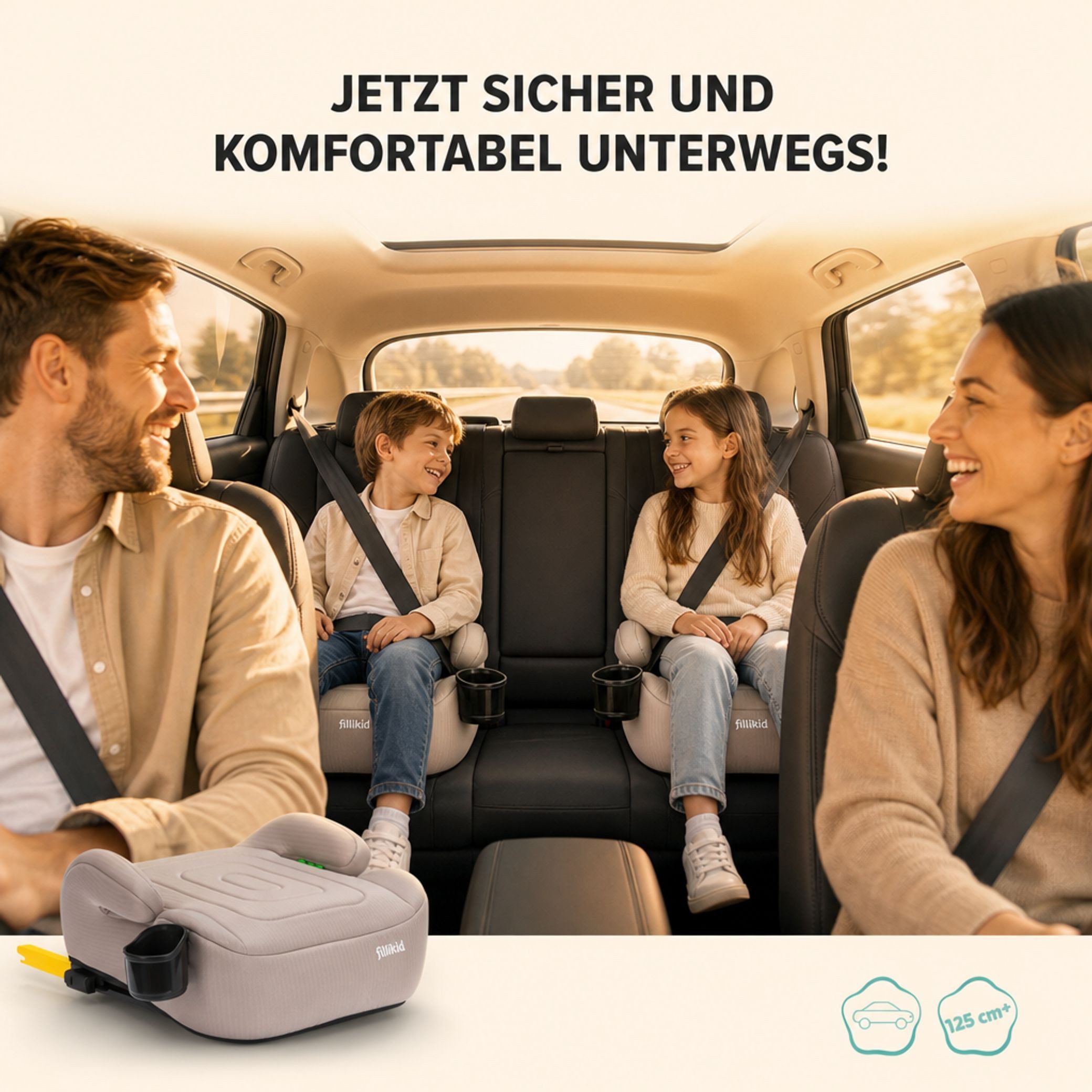 Fillikid Kindersitzerhöhung Sitzerhöhung mit verlängerbarer Isofix i-size Exklusiv