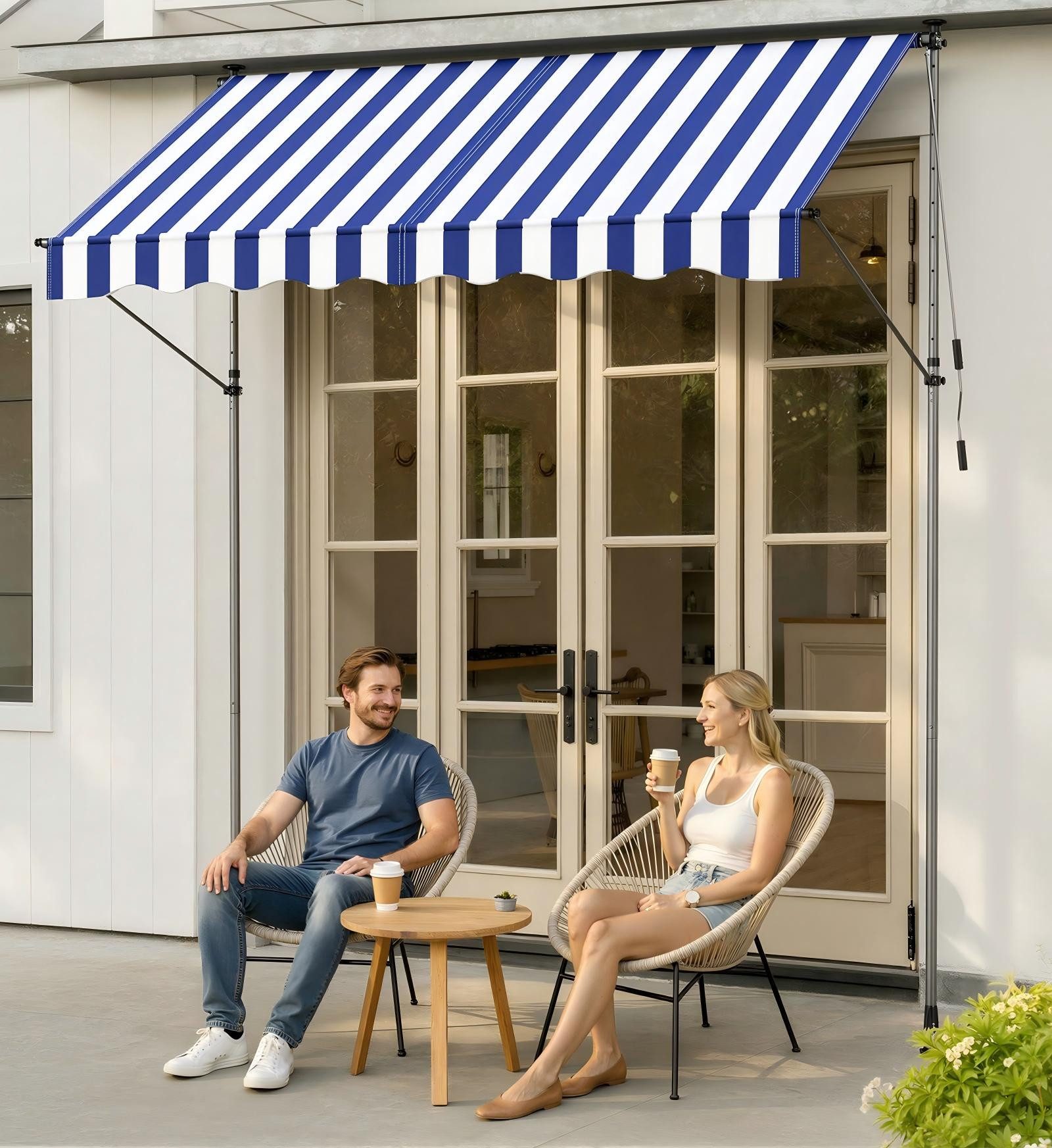 SONGMICS Klemmmarkise Balkonmarkise, höhenverstellbar, mit Handkurbel