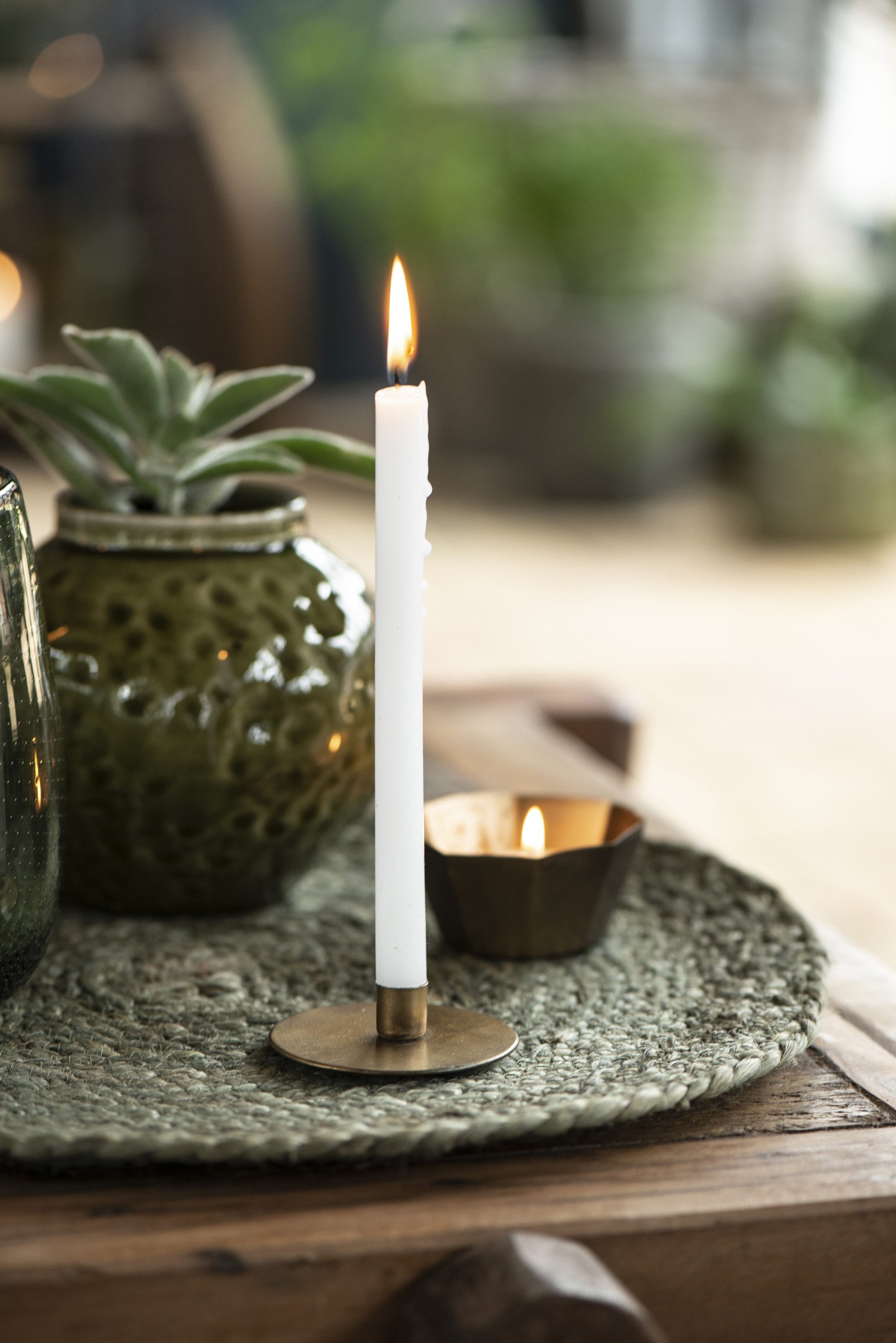 Ib Laursen Tafelkerze IB Laursen 1 Stück schmale hohe Kerzen weiß lang Leuchter Spitz Tafel