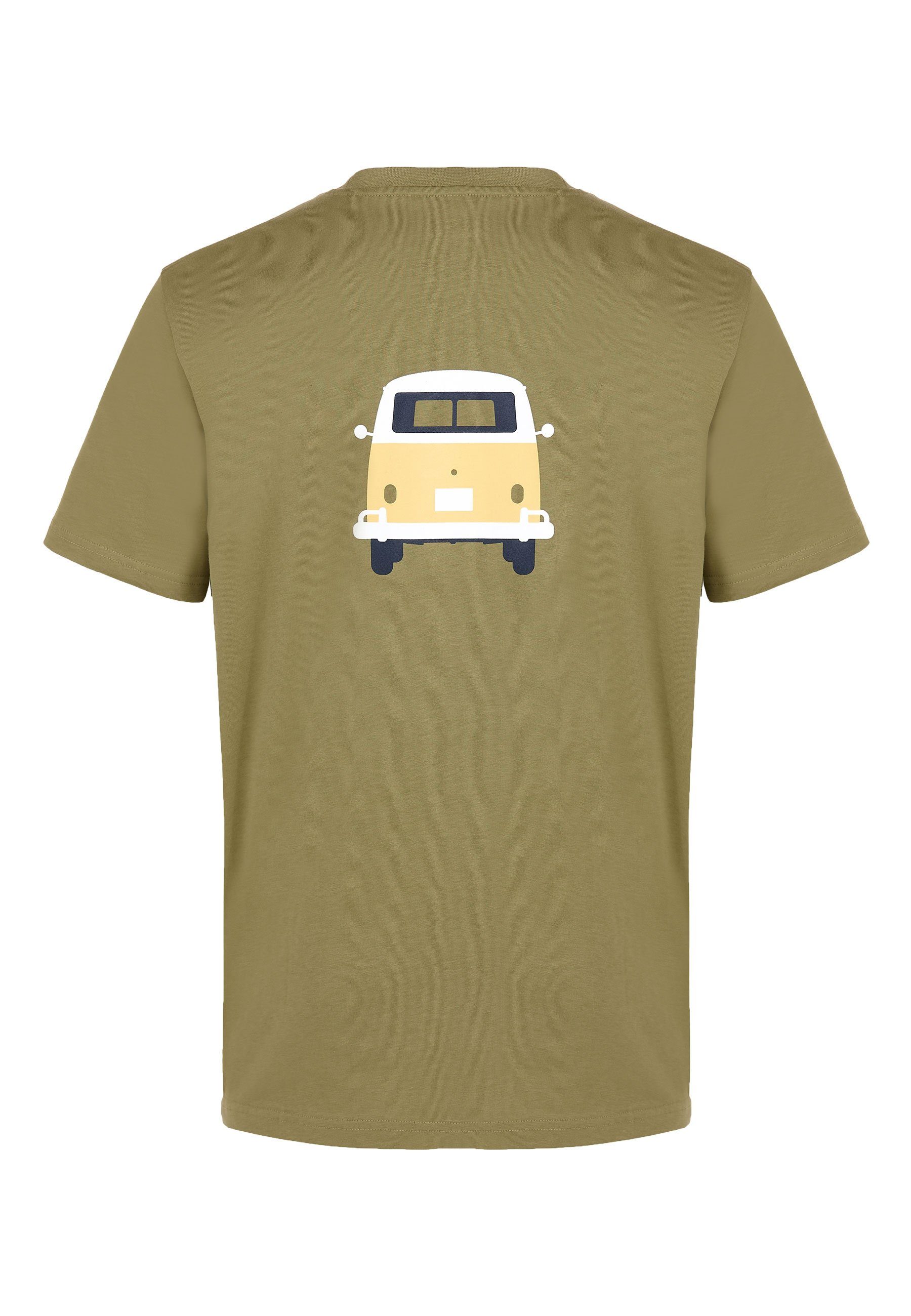 Rücken VW lizenzierter Elkline Bulli Brust avocado Methusalem Print T-Shirt