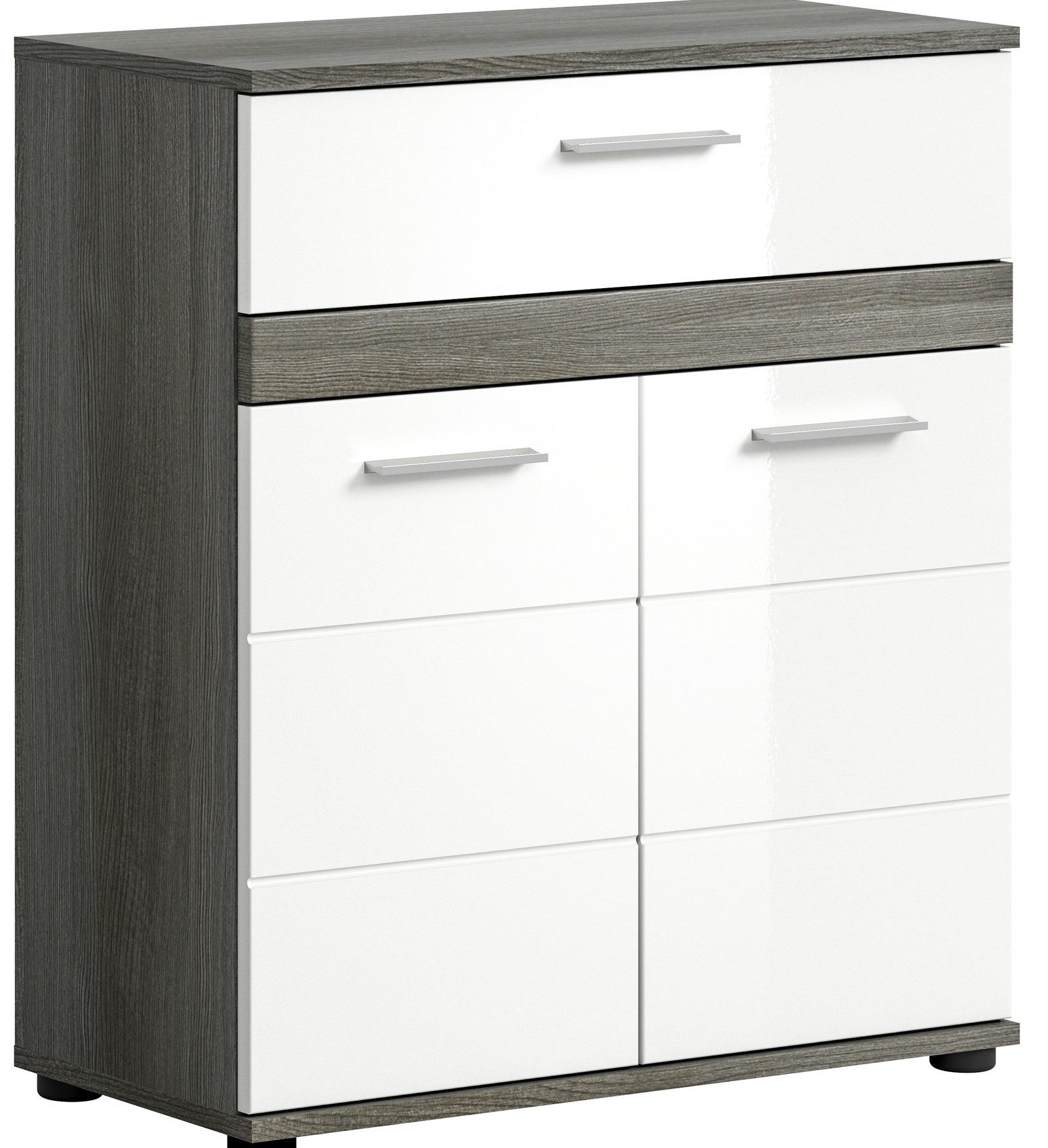 Aileenstore Midischrank NORDIC 70 cm Breite, Weiß Hochglanz, 2 Türen