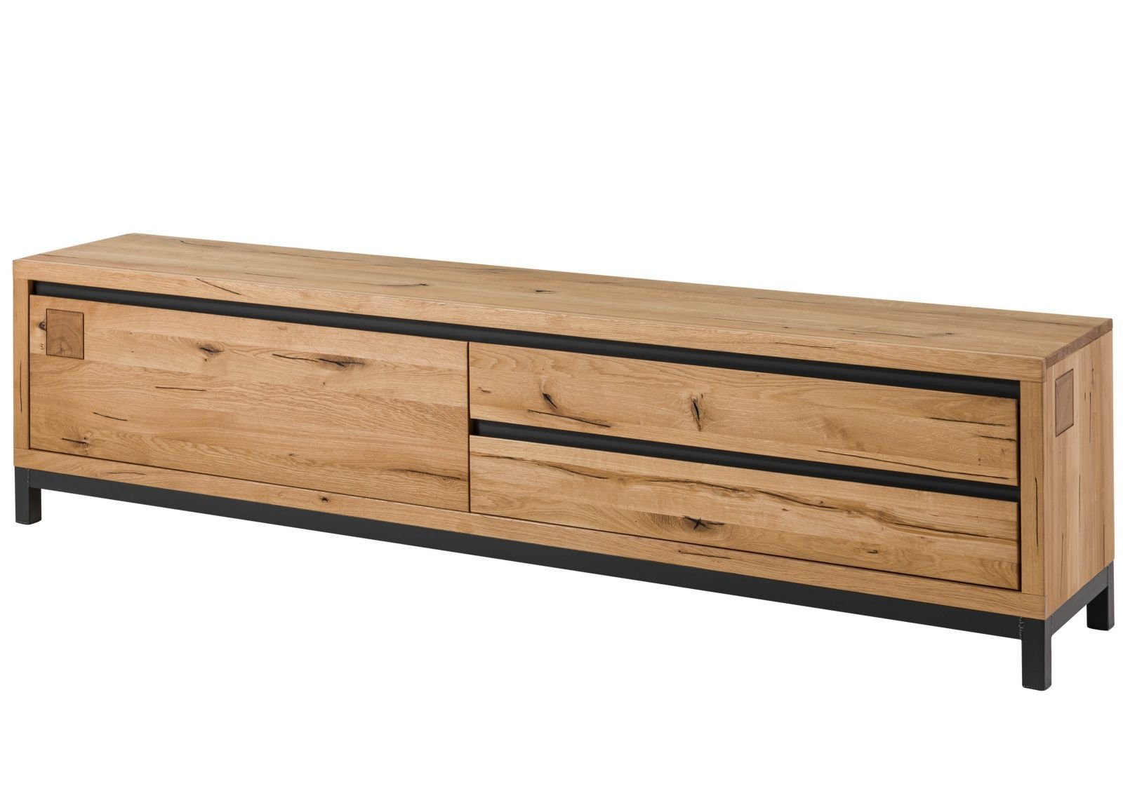 Massivmoebel24 TV-Board VILLANDERS (Massivholz), TV-Board Wildeiche 220x40x56 natur geölt VILLANDERS #154