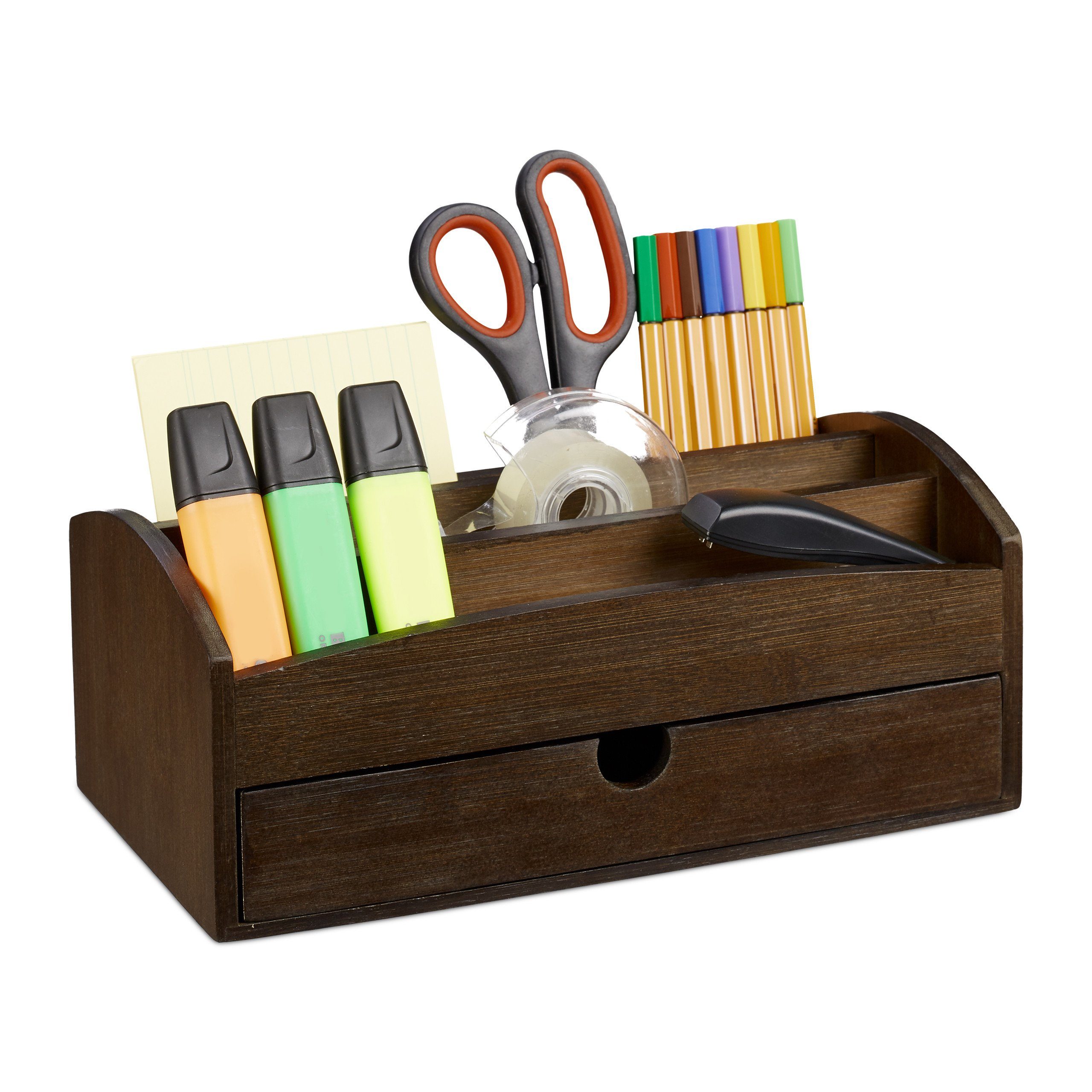 relaxdays Schreibtischaufsatz Schreibtisch Organizer aus Bambus günstig online kaufen