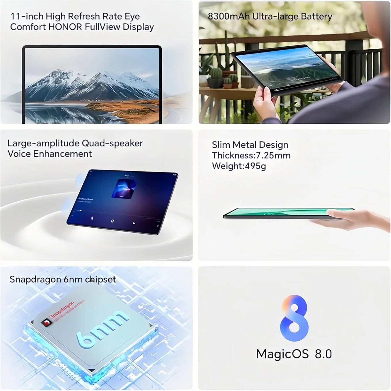 Honor HONOR Pad X8a Tablet (11 Zoll, 4GB RAM, 64GB/128GB Speicher) Tablet (11", MagicOS 8.0( Android 14) grau