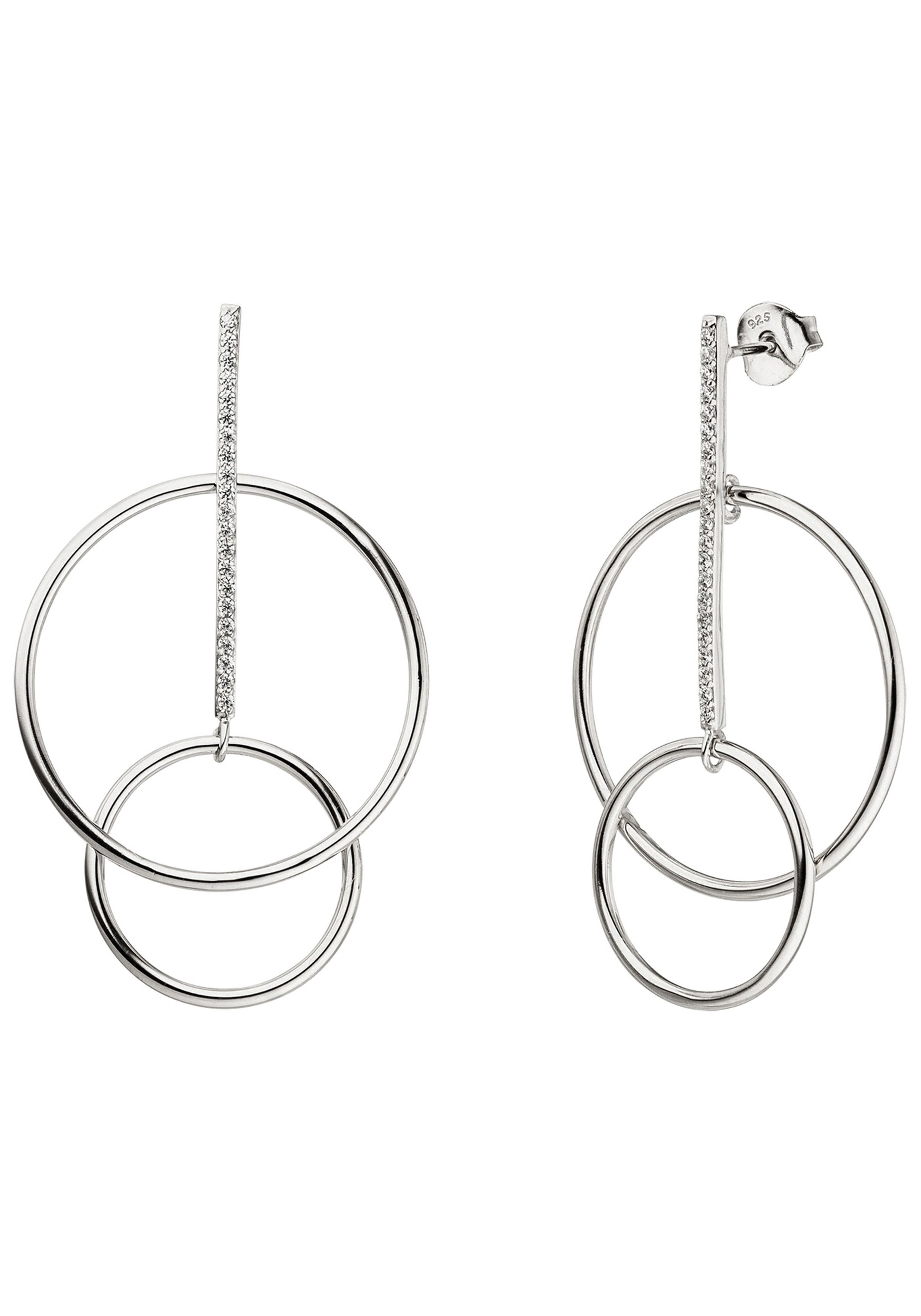 JOBO Paar Ohrhänger Ohrringe hängend 30 mm lang, 925 Silber mit 42 Zirkonia