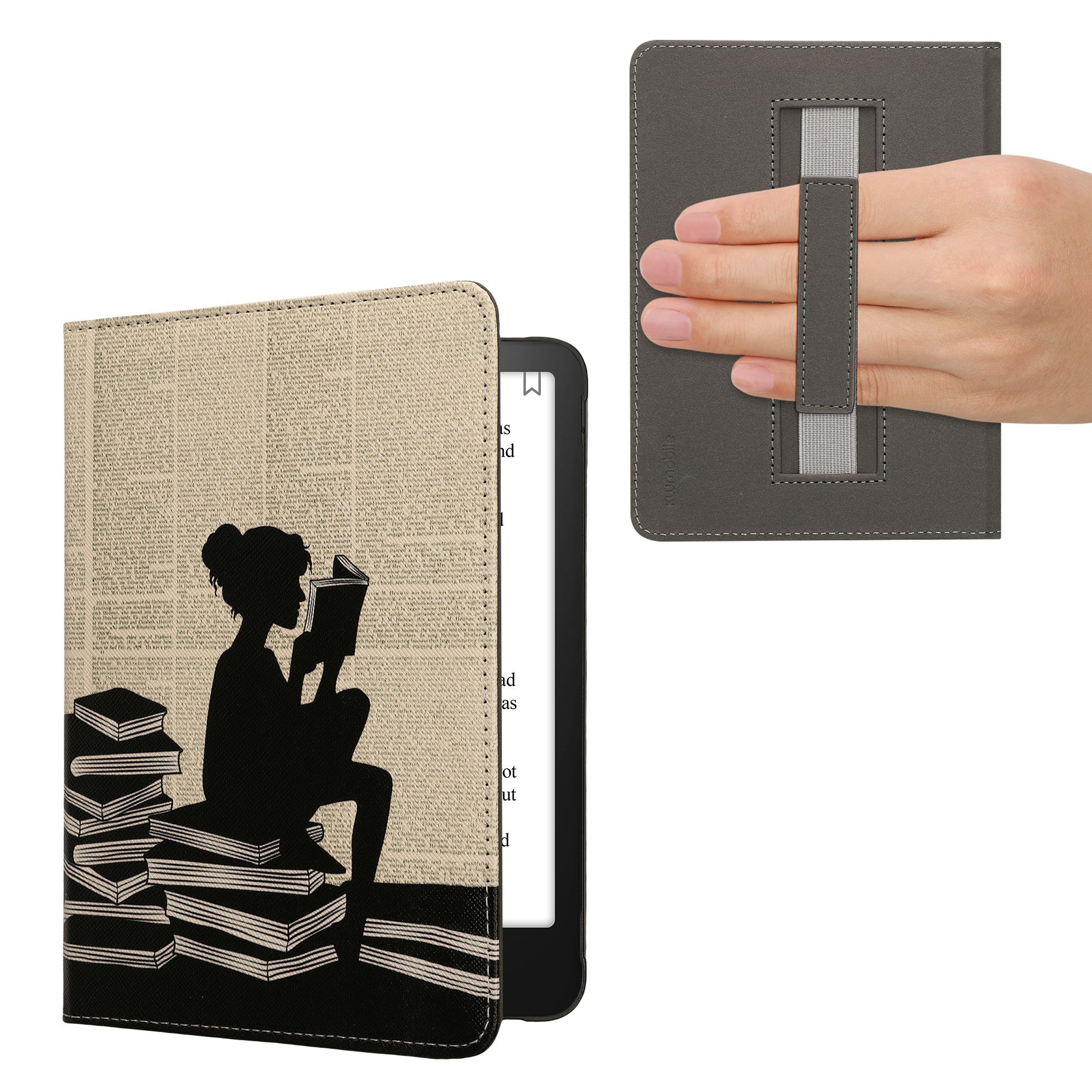 kwmobile E-Reader-Hülle Schutzhülle für Amazon Kindle Paperwhite (2024)/Colorsoft Hülle, eReader Flip Case mit Handschlaufe und Auto Sleep Funktion