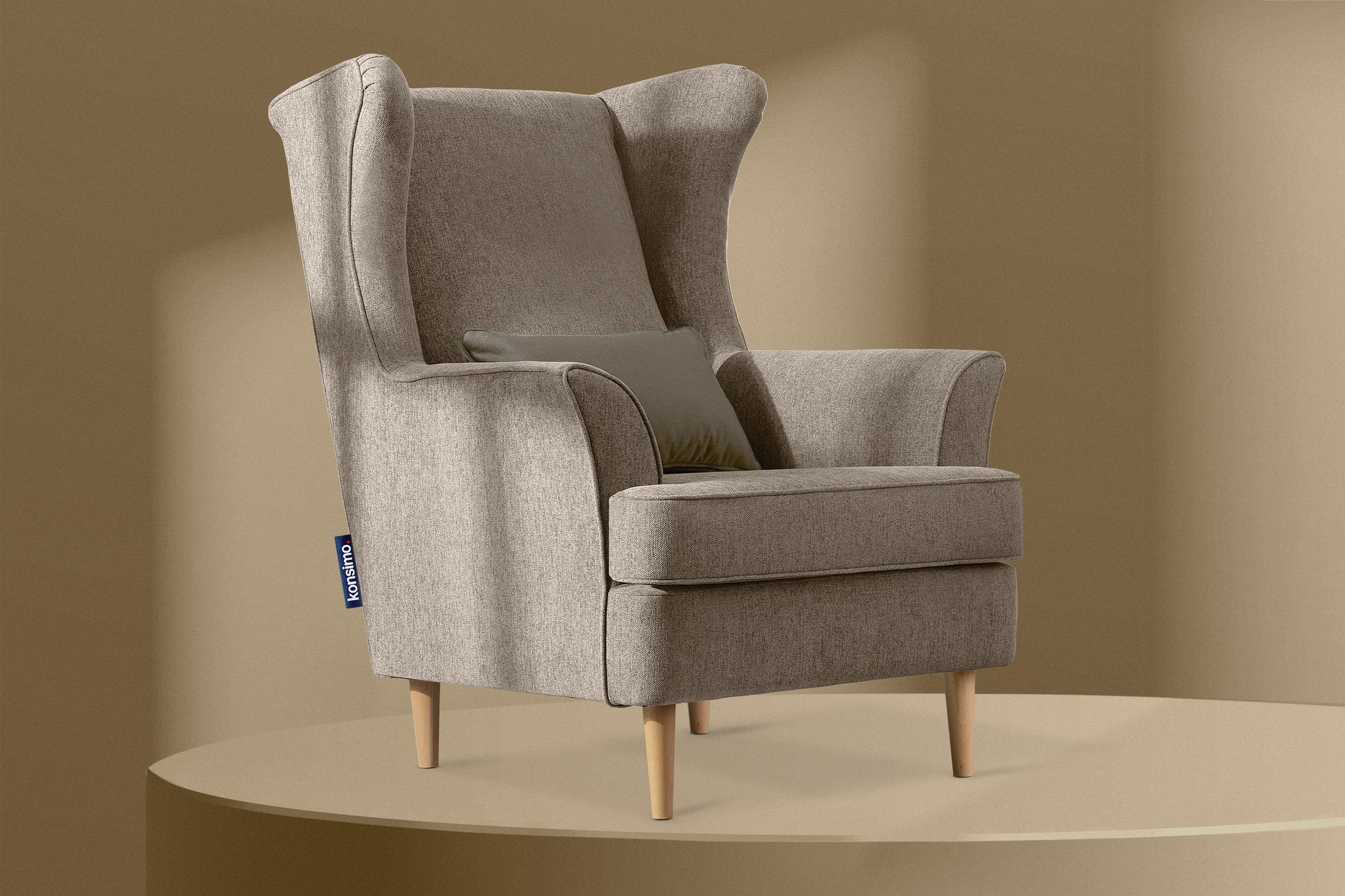 Konsimo Ohrensessel STRALIS inklusive Füße, Kissen hohe Design, dekorativem Sessel, zeitloses