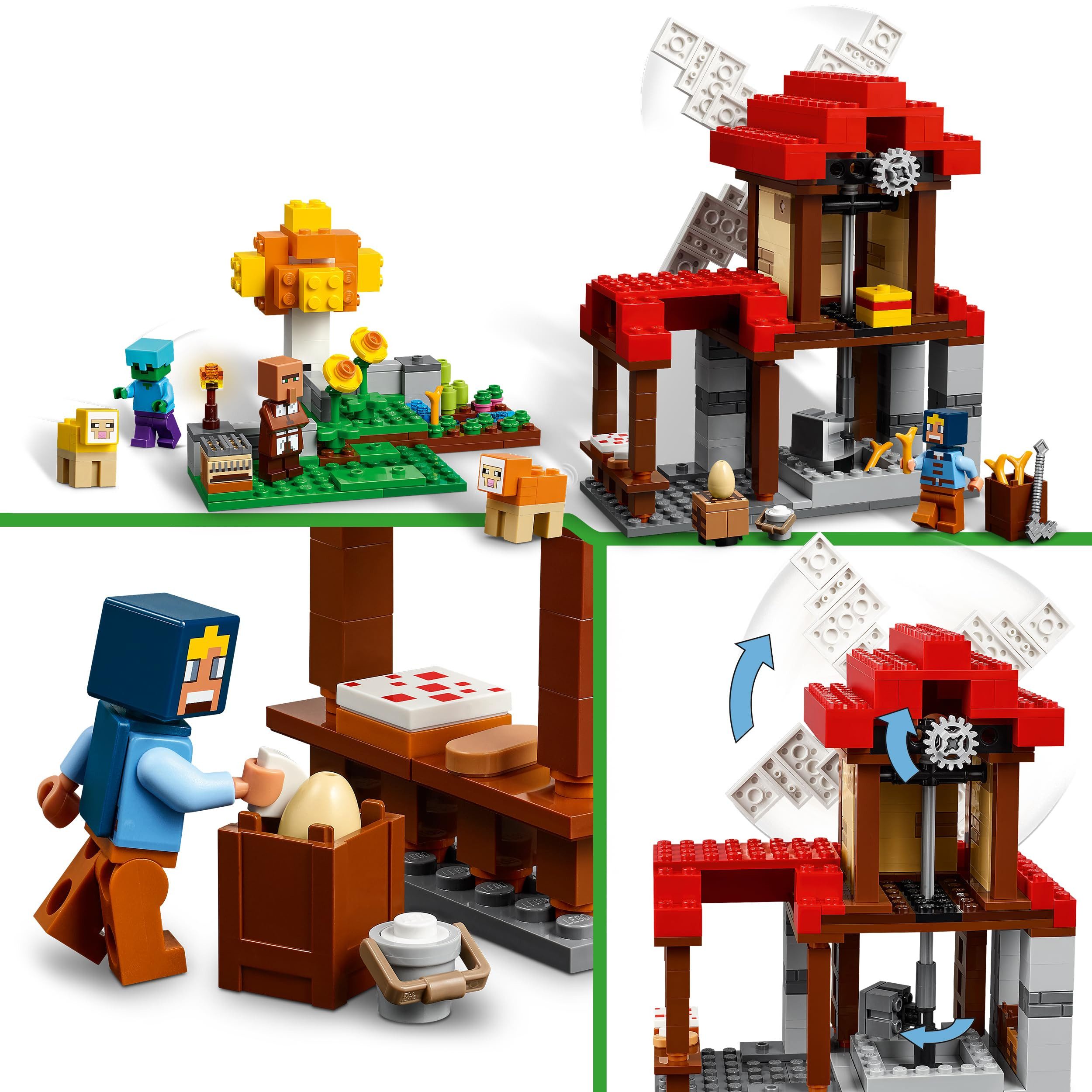LEGO® Minecraft Die Windmühlenfarm 21262 Konstruktions-Spielset, (462 St), 462-teiliges LEGO Bauset