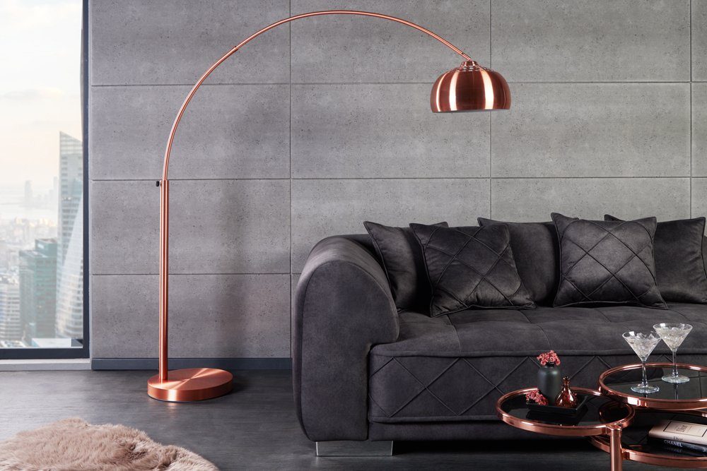riess-ambiente Bogenlampe LOUNGE DEAL 170-210cm kupfer, ohne Leuchtmittel, Wohnzimmer · Metall · verstellbar · Modern Design