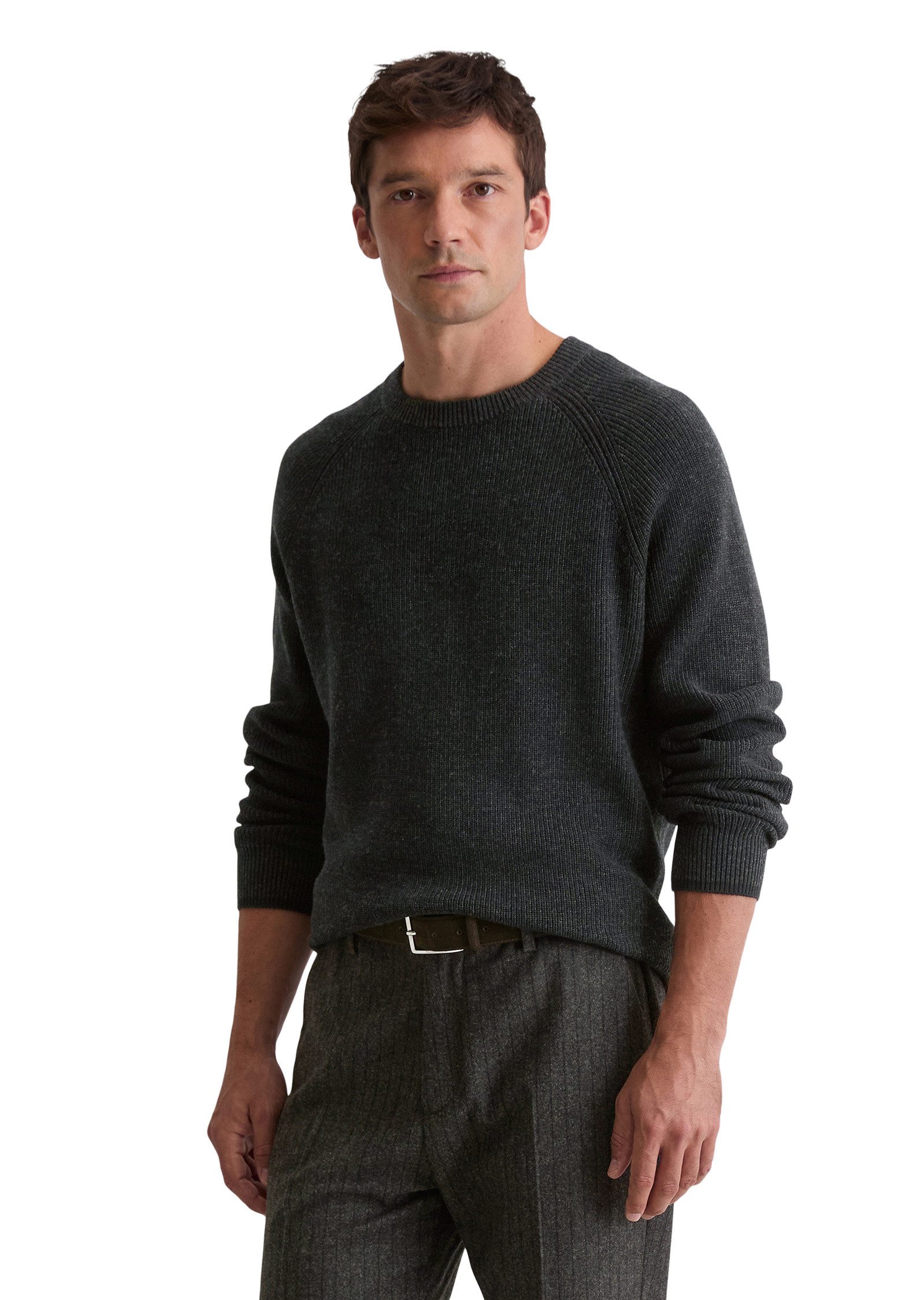 Marc O'Polo Rundhalspullover aus weichem Baumwoll-Schurwoll-Mix günstig online kaufen