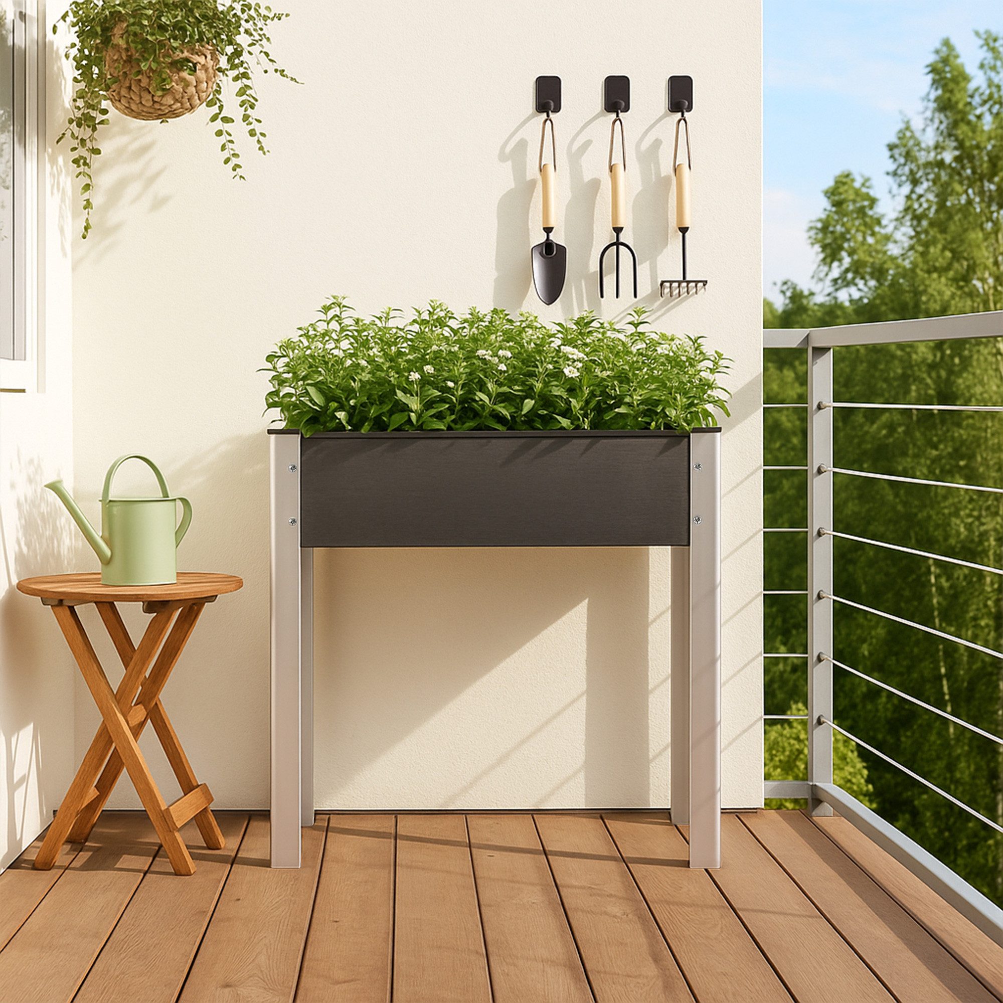 en.casa Hochbeet, Beverwijk Pflanzkasten 75 x 40 x 75 cm Dunkelgrau