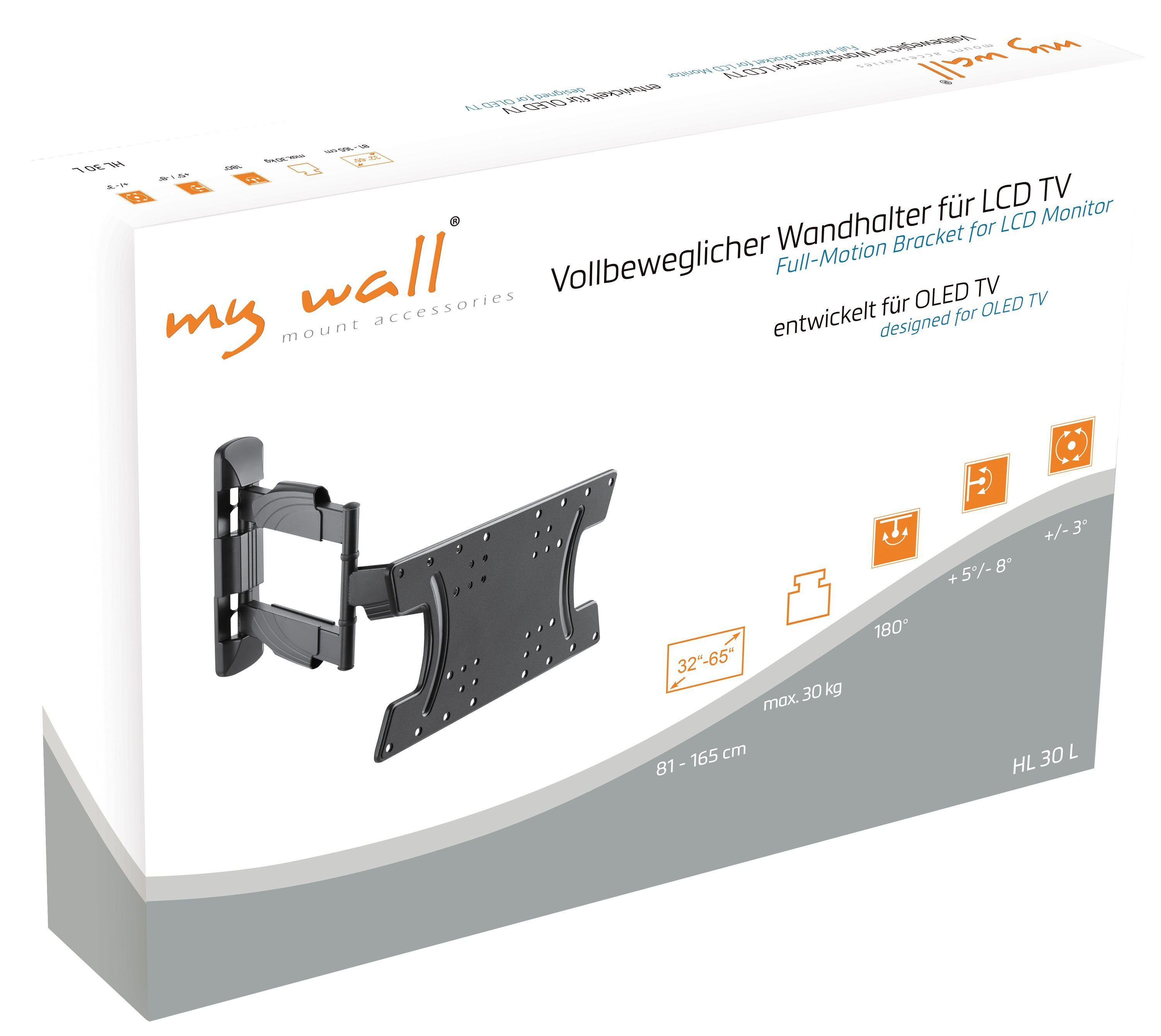 my wall HL30L TV-Wandhalterung, (bis entwickelt für 1-teilig, Wandhalter Packung, 65 TV`s) OLED Zoll, Vollbeweglicher