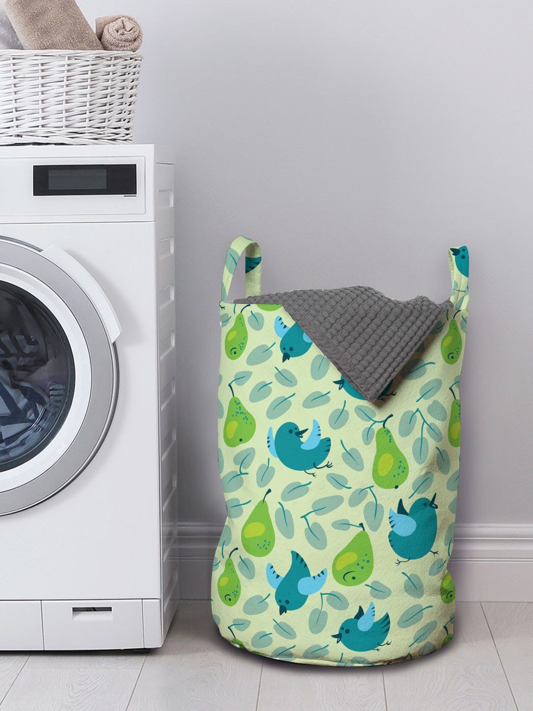 Abakuhaus Wäschesäckchen Wäschekorb mit Waschsalons, Birnen Vögel kleinen Kordelzugverschluss mit Griffen Sparrows für