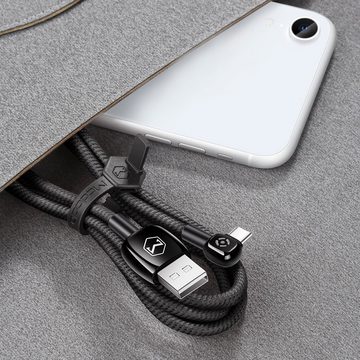mcdodo Mcdodo 90 Grad Micro-USB Typ-C iPhone 2A Ladekabel mit LED Nylon Schnelllade-Gerät