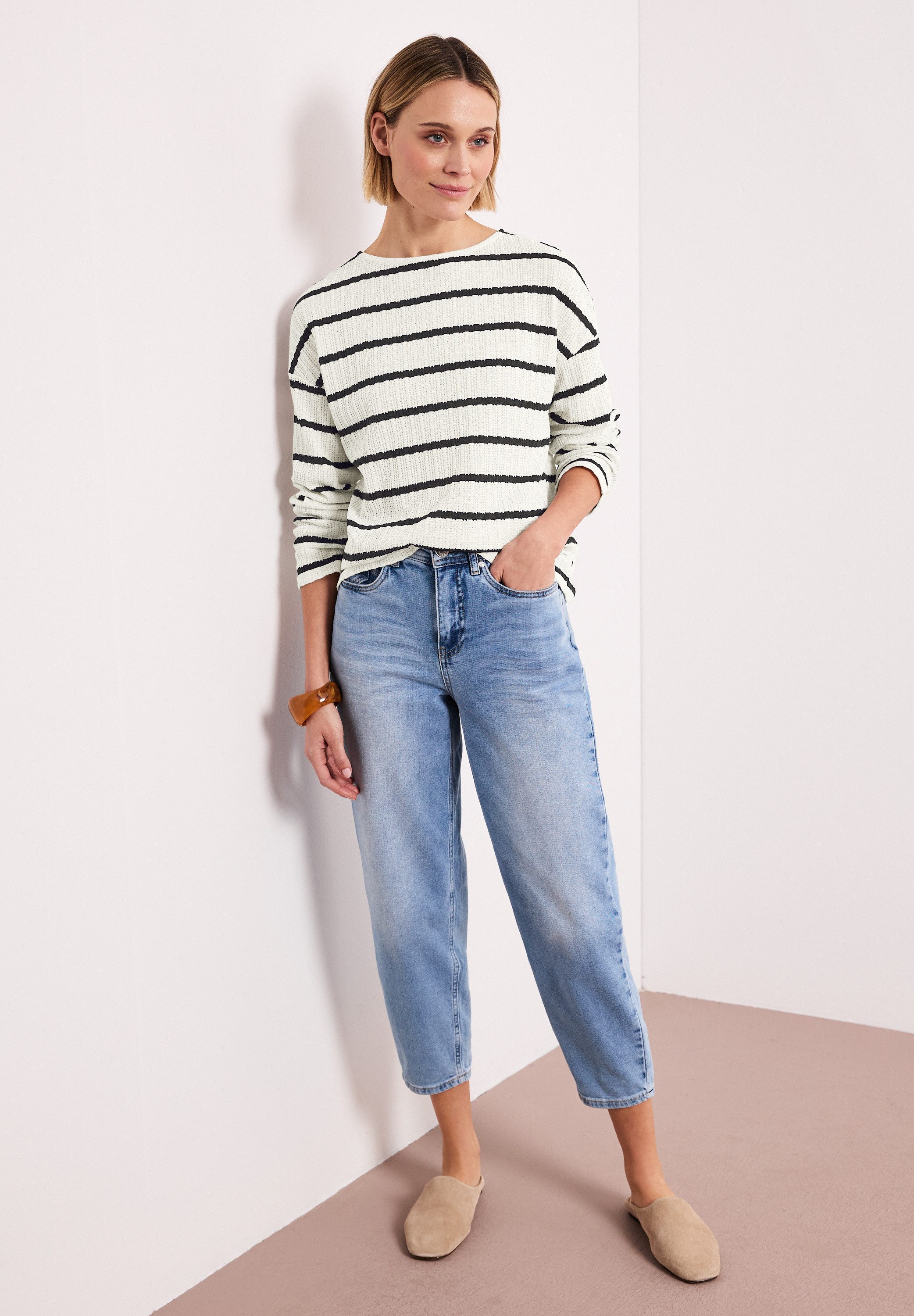 STREET ONE Langarmshirt mit Streifen Muster