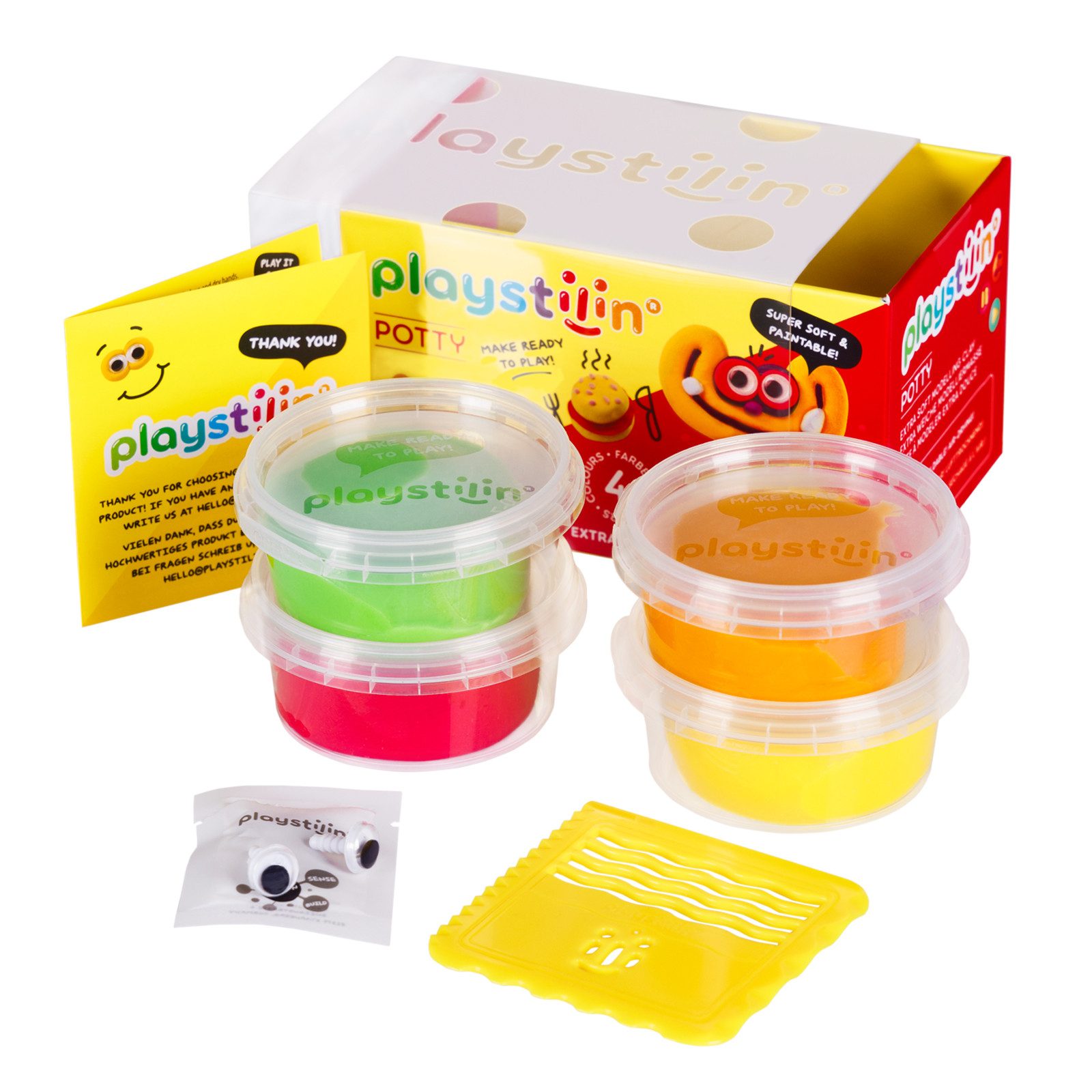 Playstilin® Knetform-Set POTTY (Knetset, 1-tlg., mit Kulleraugen und Modellierwerkzeug), extra weiche Spielknete, lufttrocknend