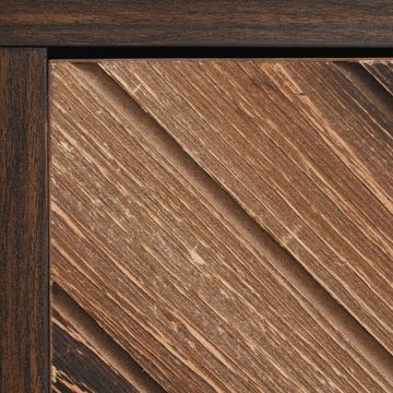 IDEASY Fächerschrank Sideboard, drei Massivholztüren, 120 x 76,5 x 38 cm, (natürliche Holzmaserung) goldene Griffe, geeignet für Wohnzimmer, gang