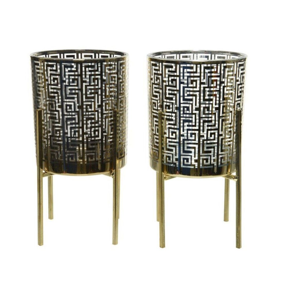 Annimuck Windlicht 2 x Teelichthalter auf Metallgestell H17 D9,4 m schwarz  gold Windlicht (2 St)