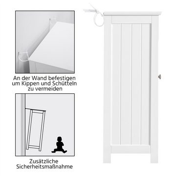 Yaheetech Badkommode Badezimmerschrank freistehender Badschrank Aufbewahrungsschrank, mit Doppeltür und verstellbare Regalebene Weiß 60 * 30 * 80.5cm