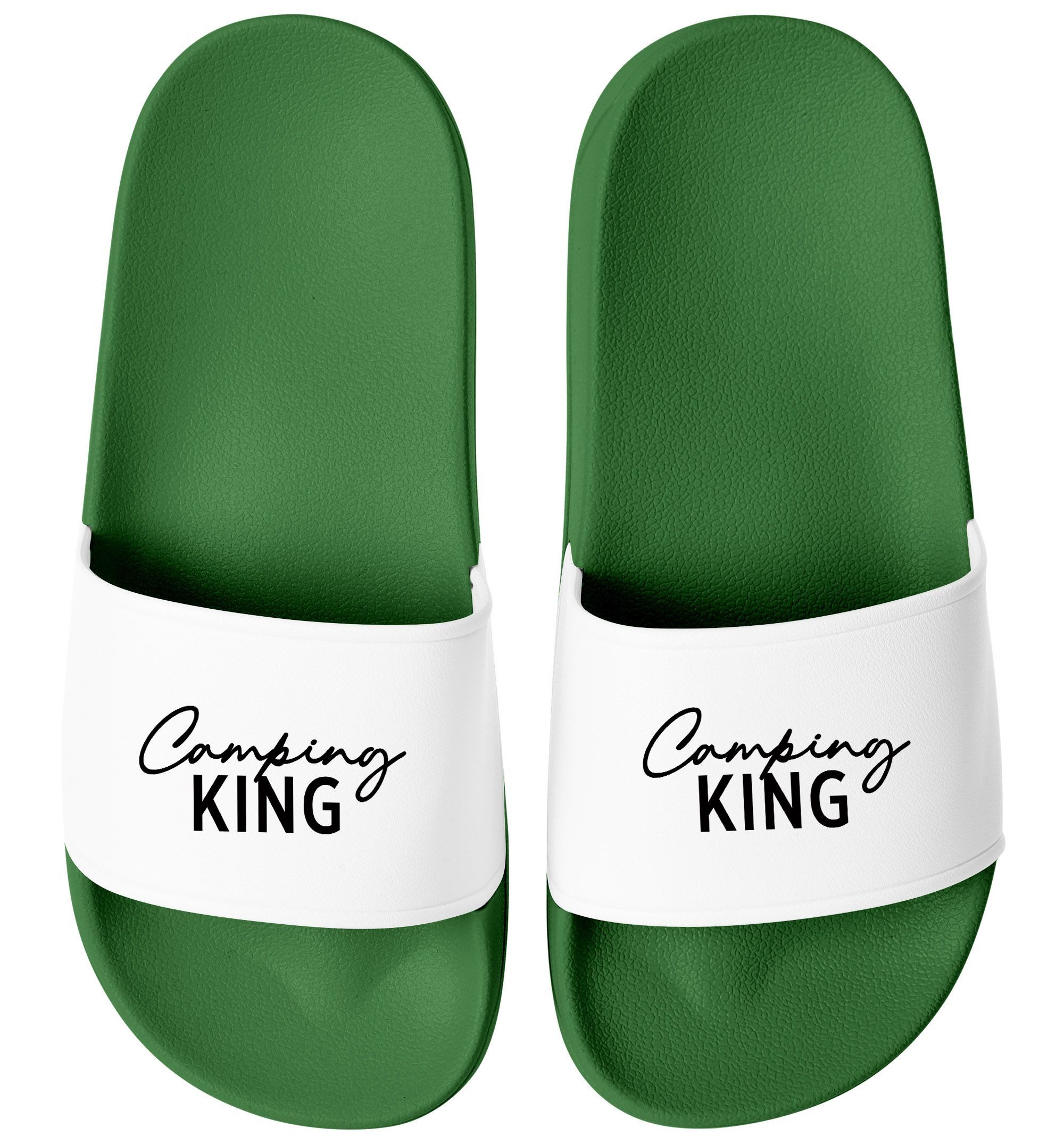 Badeschlappen Camping Queen King Urlaubsgadget Unisex mit Aufdruck Badesandale