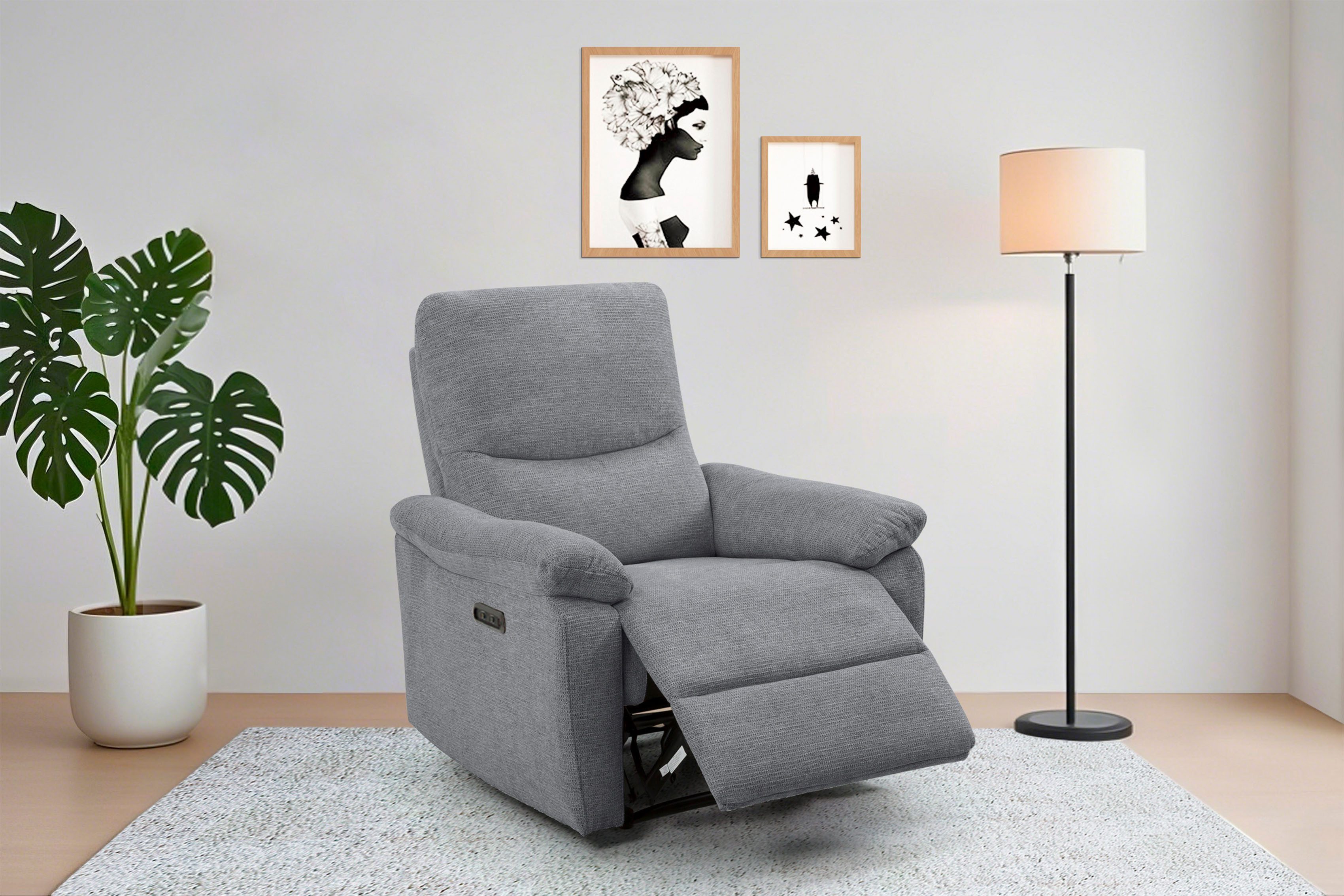 Relaxsessel ODILON, TV-Sessel mit Relax- und Liegefunktion, Struktur-Bezug