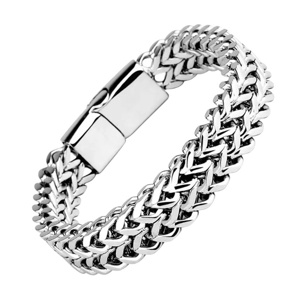 Taffstyle Armband Edelstahl Armband 8mm magnetischer Verschluss Fuchsschwanz (Geometrisch gewebtes Armband aus Chirurgenstahl mit Magnetverschluss), Ideal für den Alltag, Business und besondere Anlässe