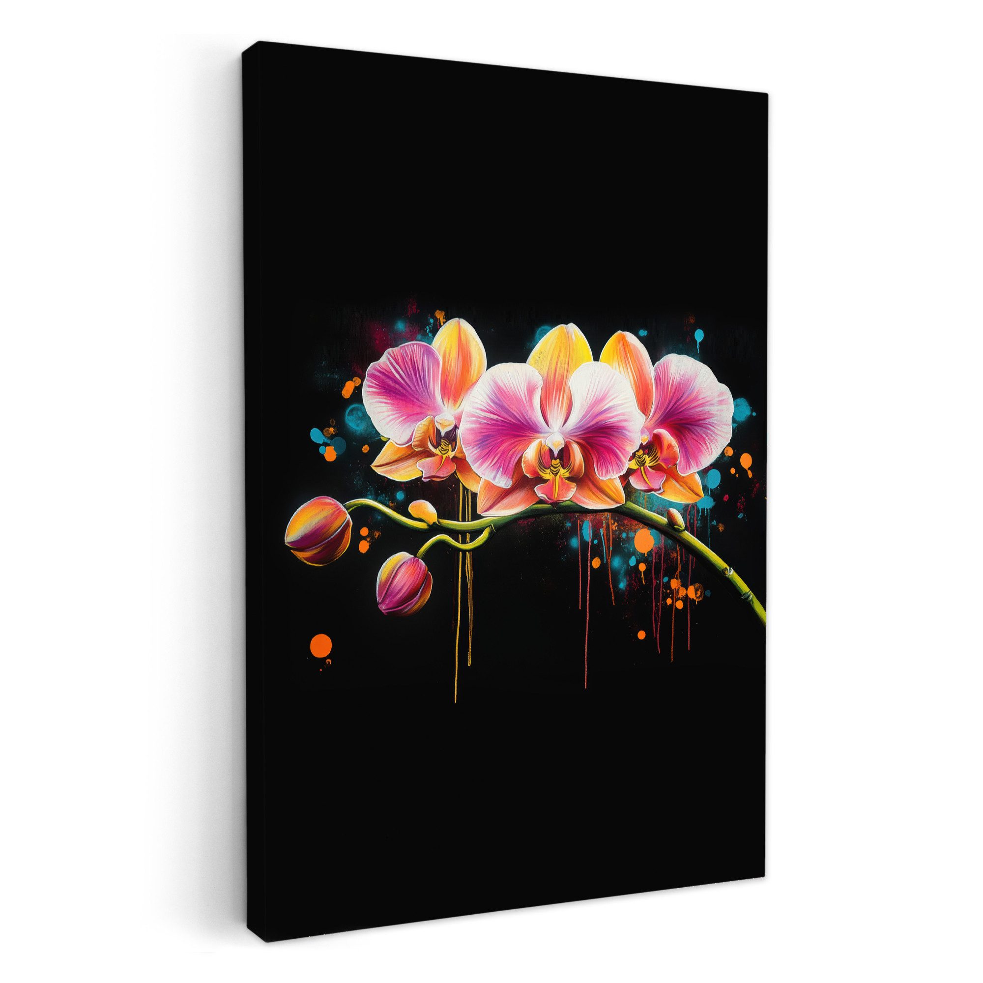 OneMillionCanvasses® Leinwandbild Orchidee - Graffiti - Farbenfroh - Blumen günstig online kaufen