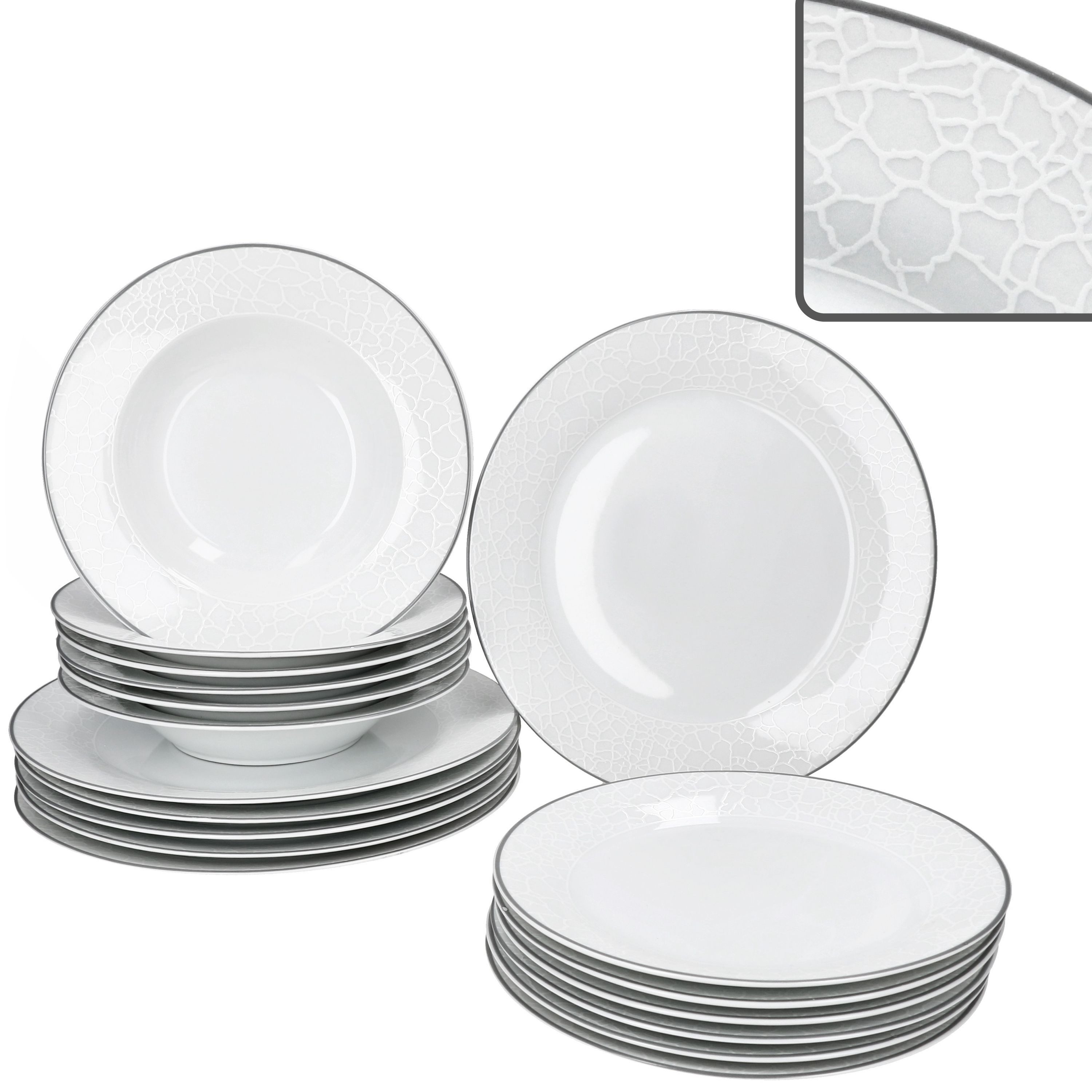 MamboCat Teller-Set MamboCat Venedig 18tlg Tellerset Essteller Suppenteller Kuchenteller, Porzellan – Bild 2 von 5