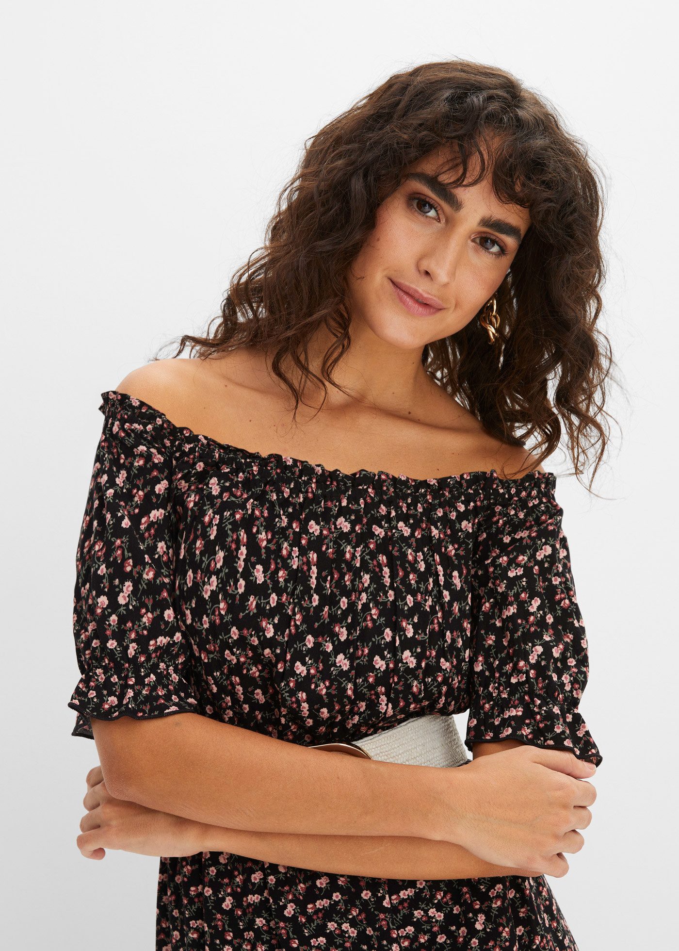 bonprix Maxikleid für modernen Look, aus Viskose, mit freien Schultern