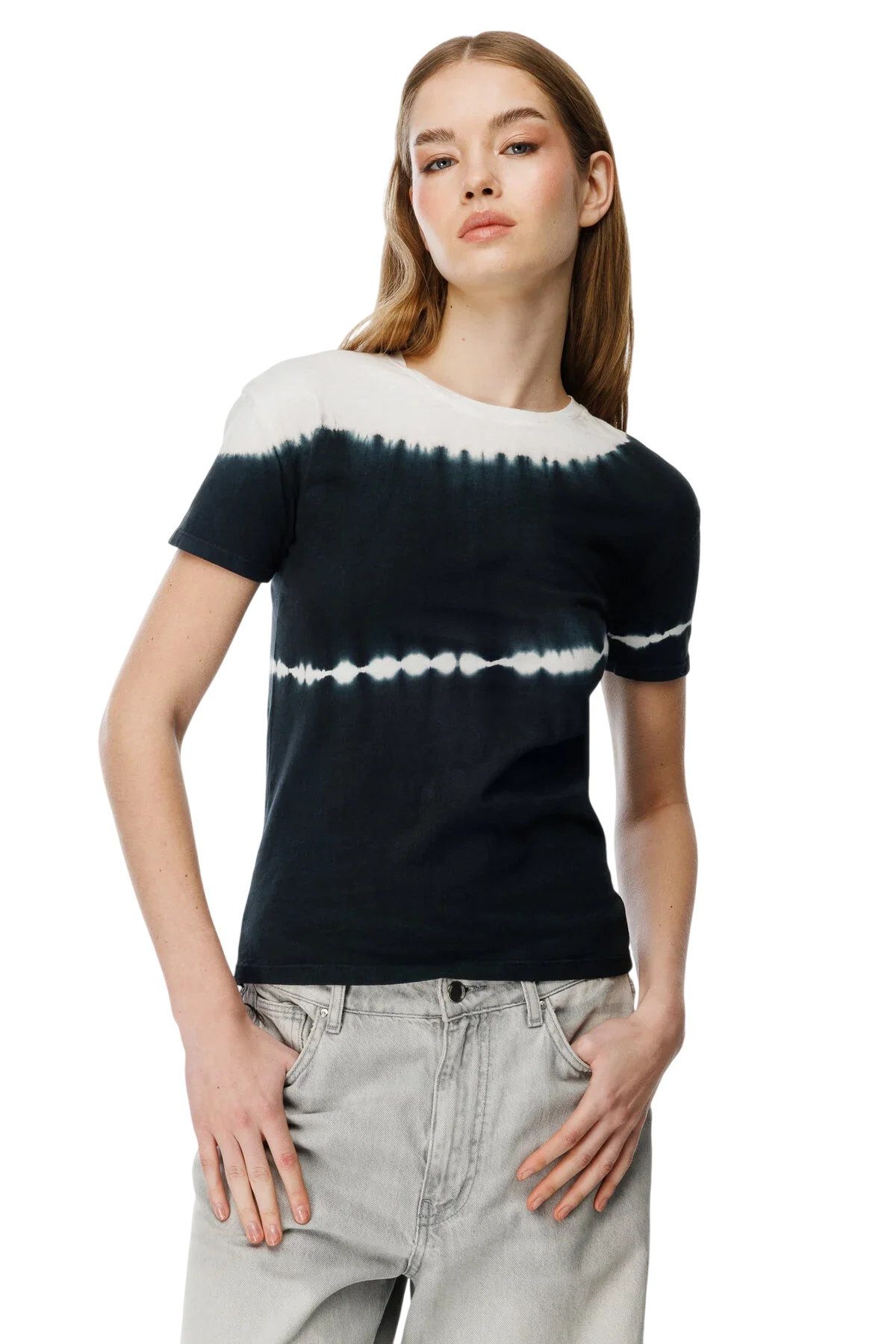 T-Shirt Batik-Print Fahrrad-Hals-T-Shirt