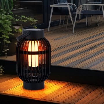 Globo LED Gartenleuchte, LED-Leuchtmittel fest verbaut, Warmweiß, LED Solar Lampe Garten Deko Feuer Effekt Steck Steh Strahler Balkon