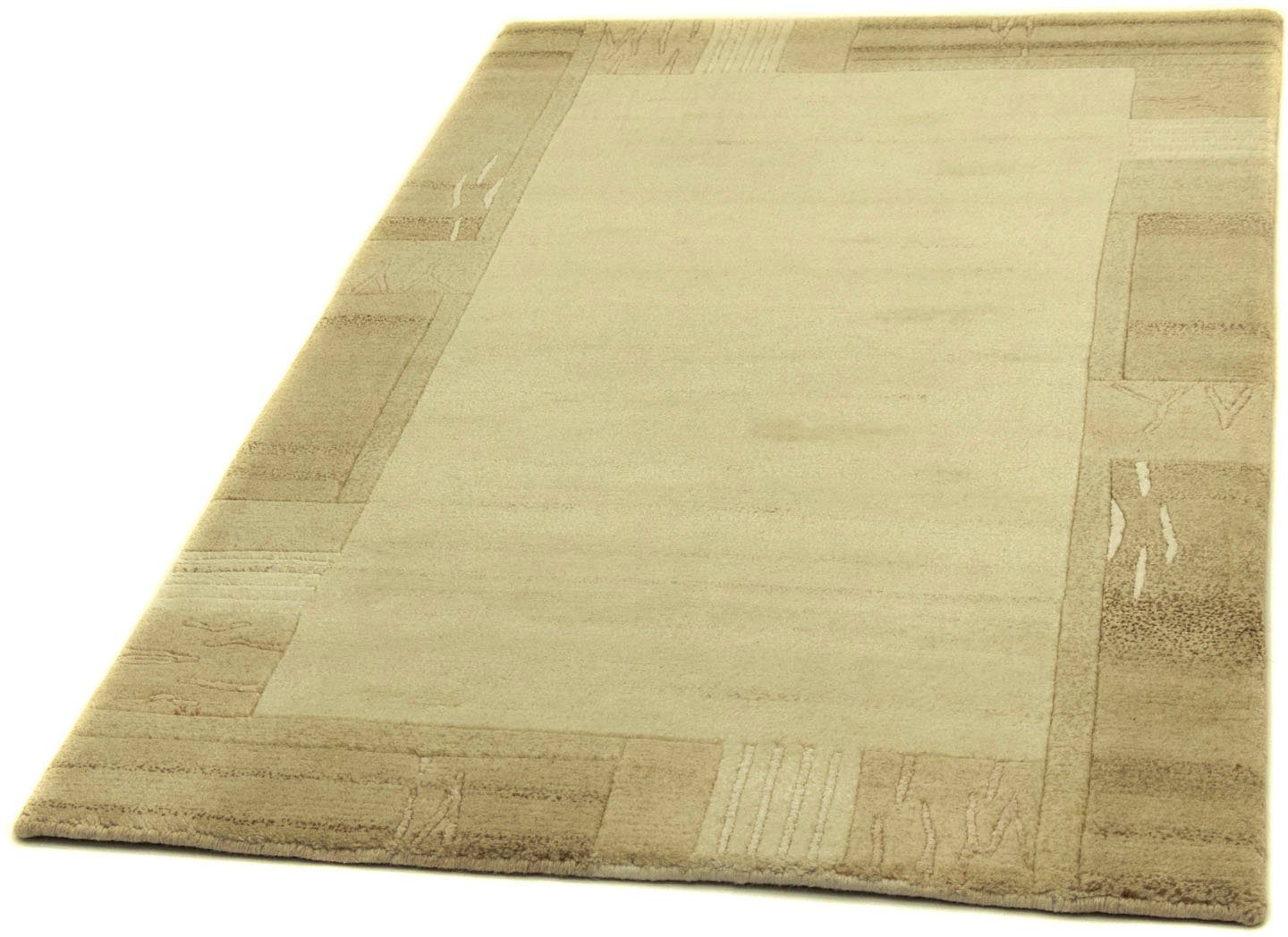 Wollteppich Nepal Teppich handgeknüpft beige, morgenland, rechteckig, Höhe:  18 mm