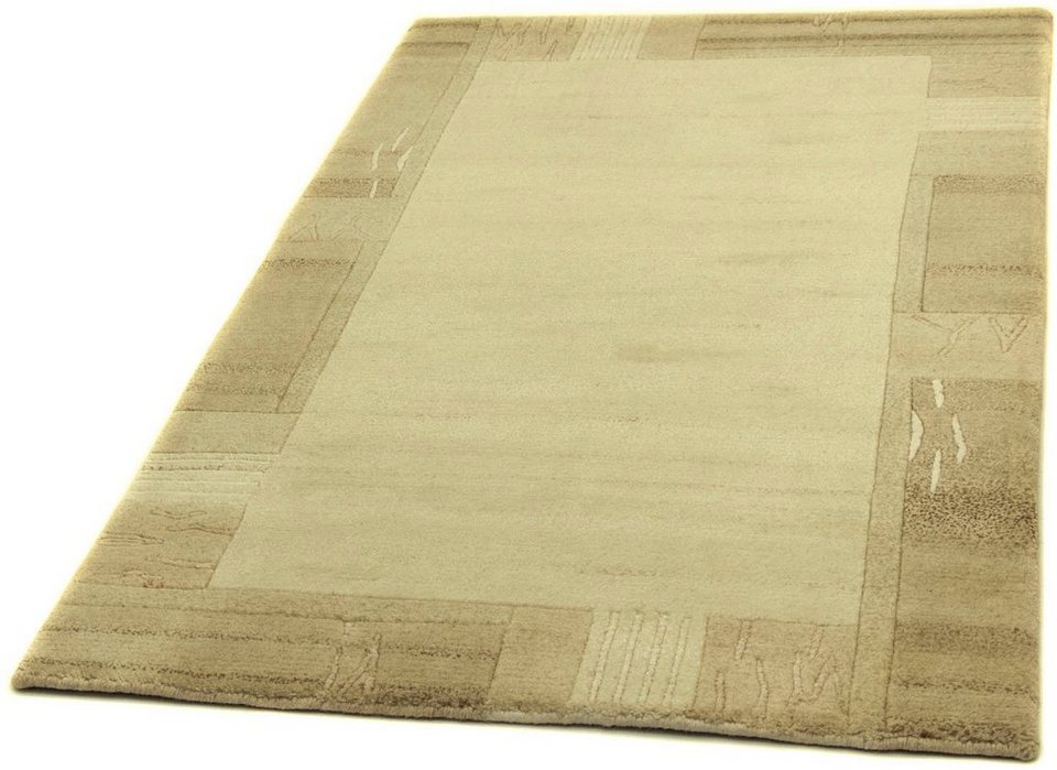 Wollteppich Nepal Teppich handgeknüpft beige, morgenland, rechteckig, Höhe:  18 mm