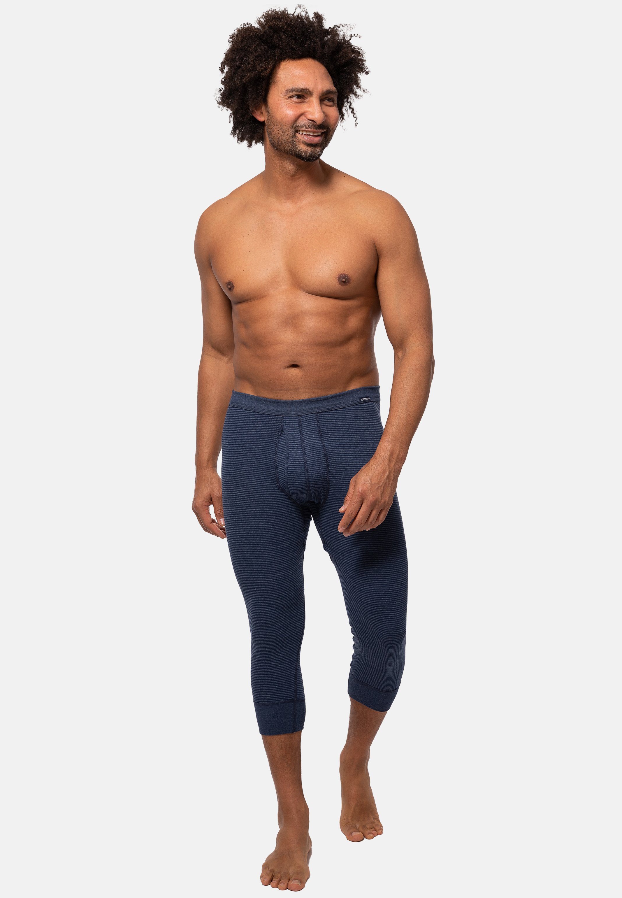 Ammann Lange Unterhose Jeans (1-St) Baumwolle - Unterhose Lange Dunkelblau - - Mit Eingriff