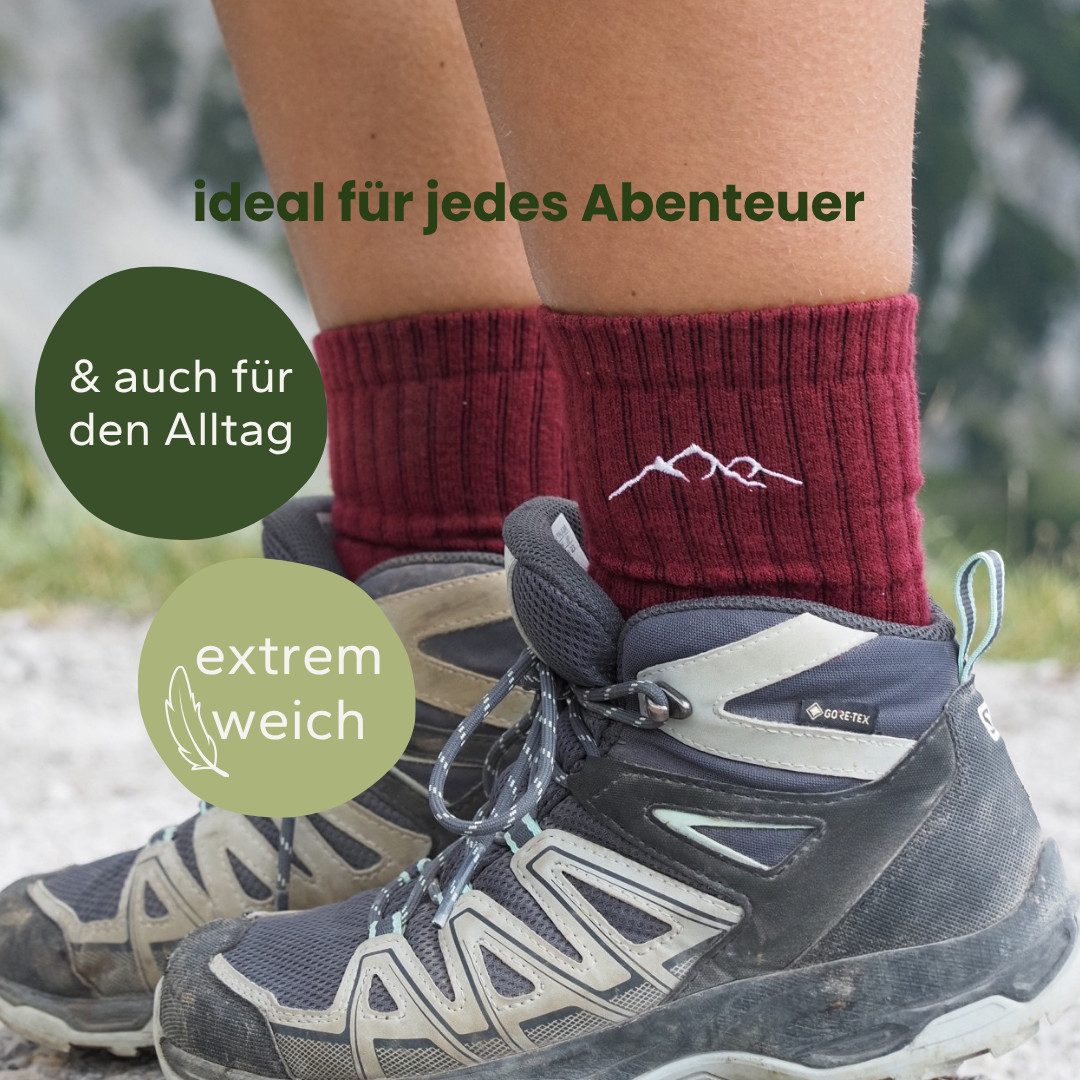 Gipfelgaudi Wandersocken Merino Socken, Unisex Socken, Gepolsterte Ferse, schnelltrocknend