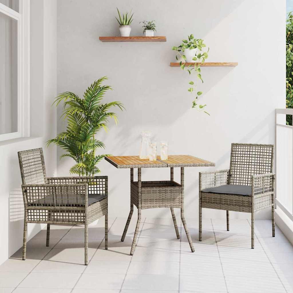 vidaXL Gartenlounge-Set Garten Essgruppe 3 stk. Grau Poly-Rattan, (3-tlg)