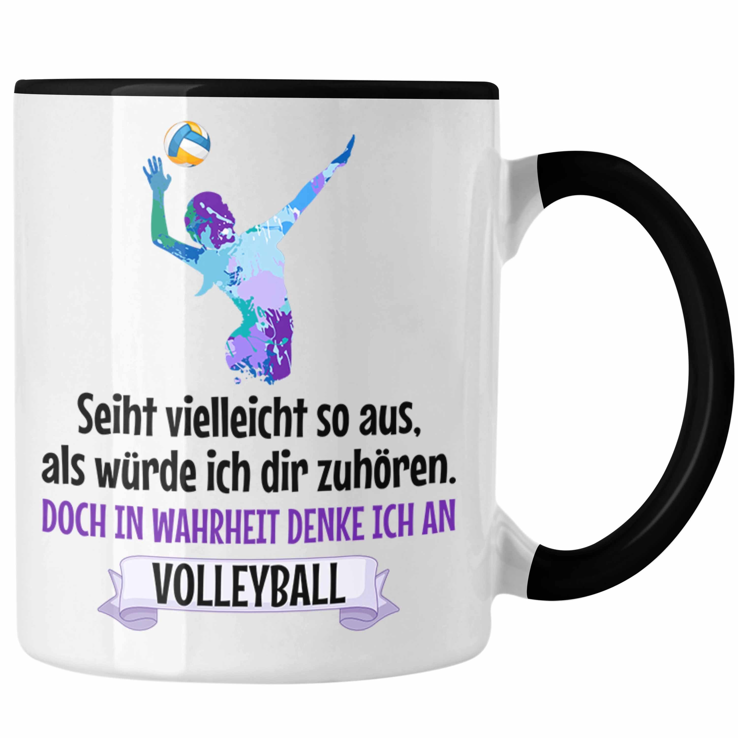 Trendation Tasse Trendation - Volleyball Geschenk Tasse Coach Herren Mädchen Kaffee Zubehör Volleyball-Spieler Spielerin Schwarz
