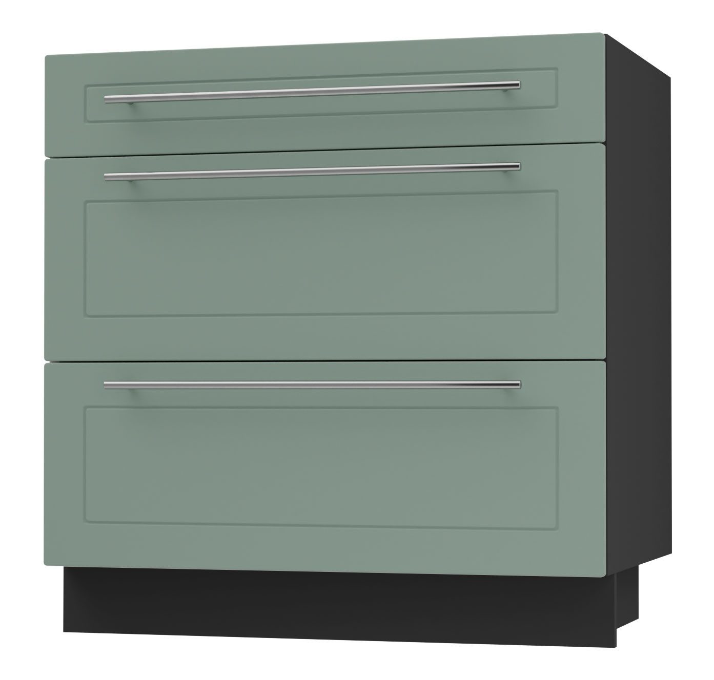 Feldmann-Wohnen Auszugsunterschrank Kvantum (Schubladen mit Teilauszug, Selbsteinzug und Soft-Close-Funktion, 1-St., Fronten mit dekorativen Fräsungen und leicht abgerundeten Ecken) 80x50x82cm schwarz - mint (Q-D3M/80)