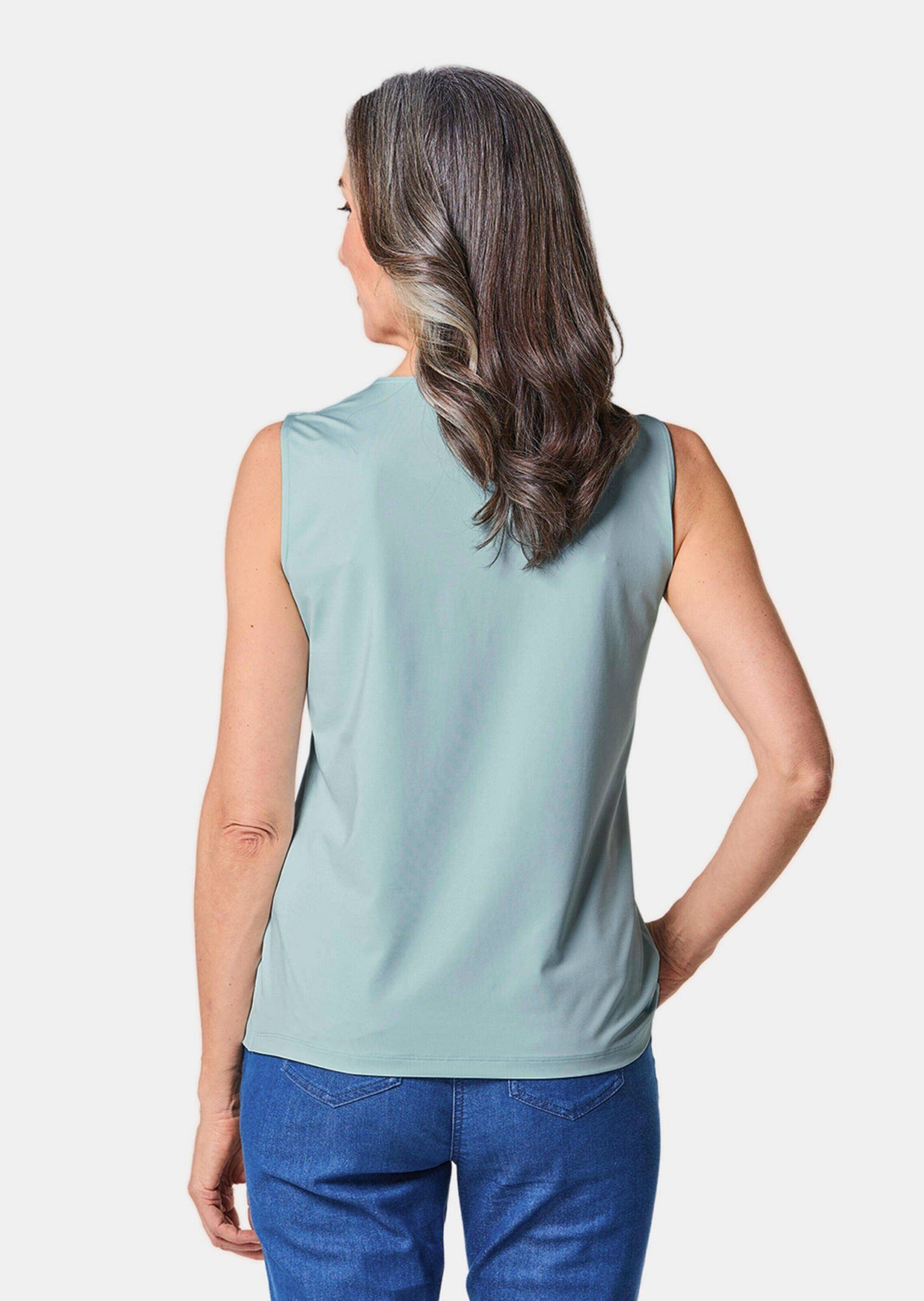 GOLDNER Shirttop Komfort-Top mit Doppel-Front Unifarbenes Modell mit klassischem Rundhalsausschnitt
